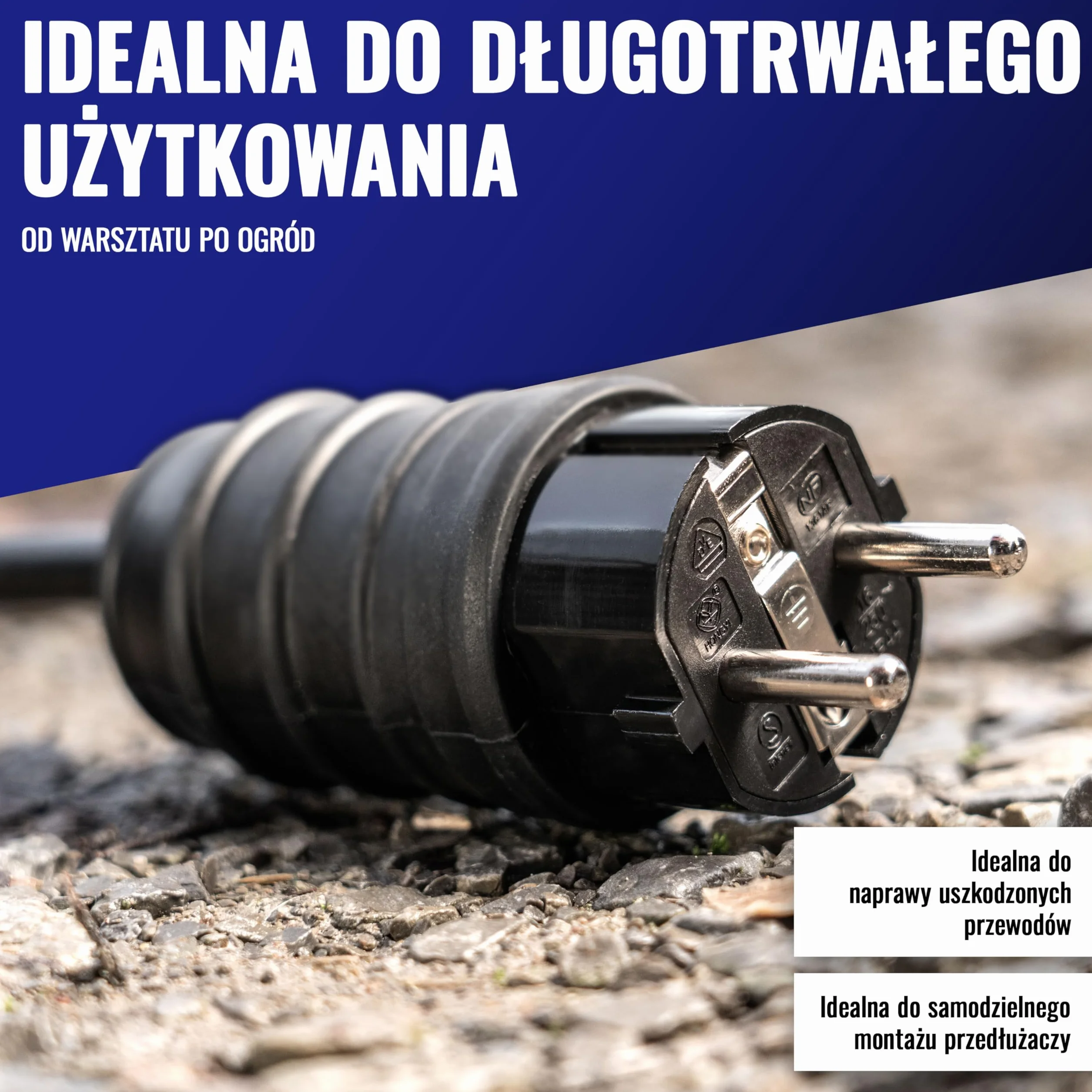 Poppstar wtyczka Schuko 250V z zabezpieczeniem przeciwzgięciowym, (2-biegunowa, 230V, 16A, IP44), wodoodporna do użytku na zewnątrz, czarna