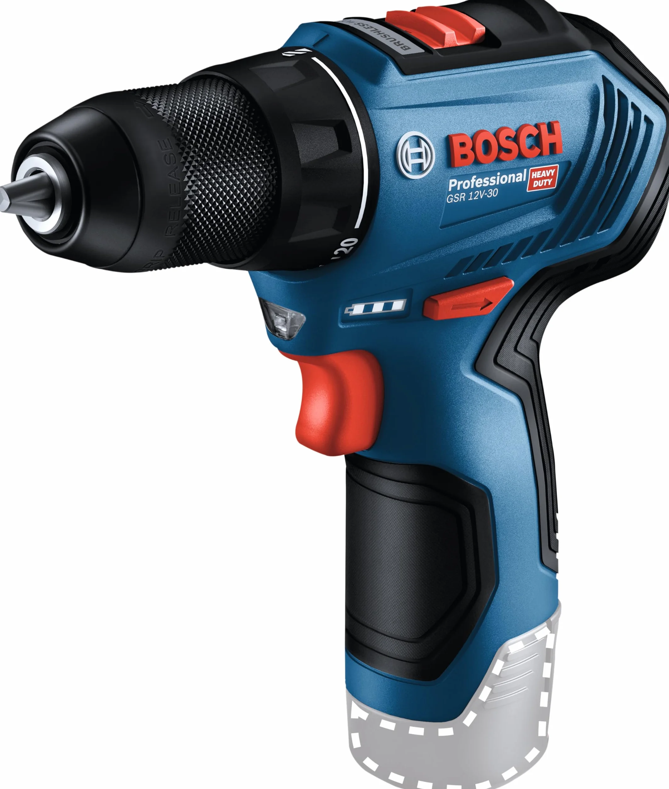 Bosch Professional system 12V: akumulatorowa wiertarko-wkrętarka GSR 12V-30 (maksymalny moment obrotowy 30 Nm)
