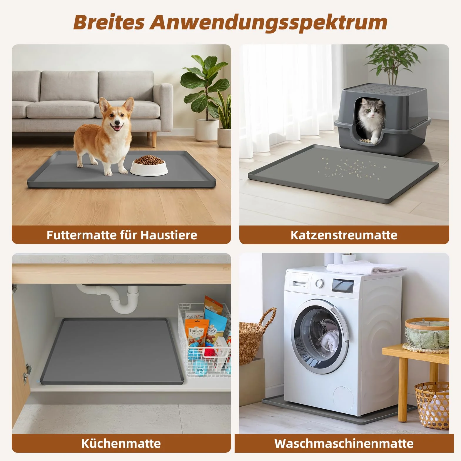 Mittimiya PIPI Pads mata silikonowa taca dla psów, pasuje do mat PIPI dla psów o wymiarach 60 x 60 cm, podkładki treningowe z 8 zaciskami, szczelna i bez rozlania, do ochrony podłóg wewnętrznych