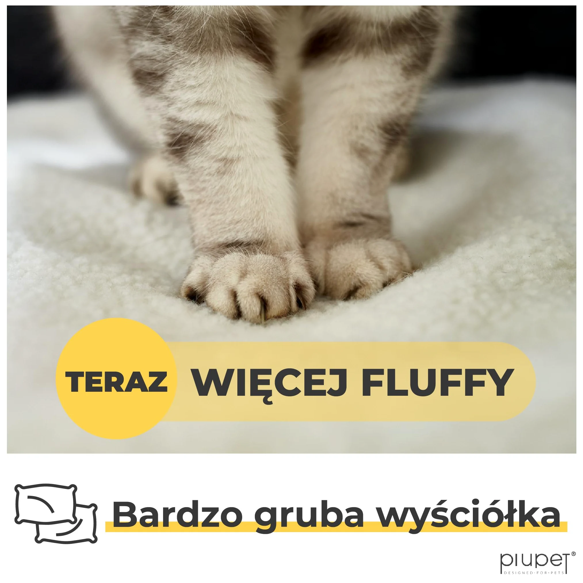 PiuPet® Samonagrzewający się Koc dla Kota 60x45cm Mata Bez Prądu Antystresowy Biały