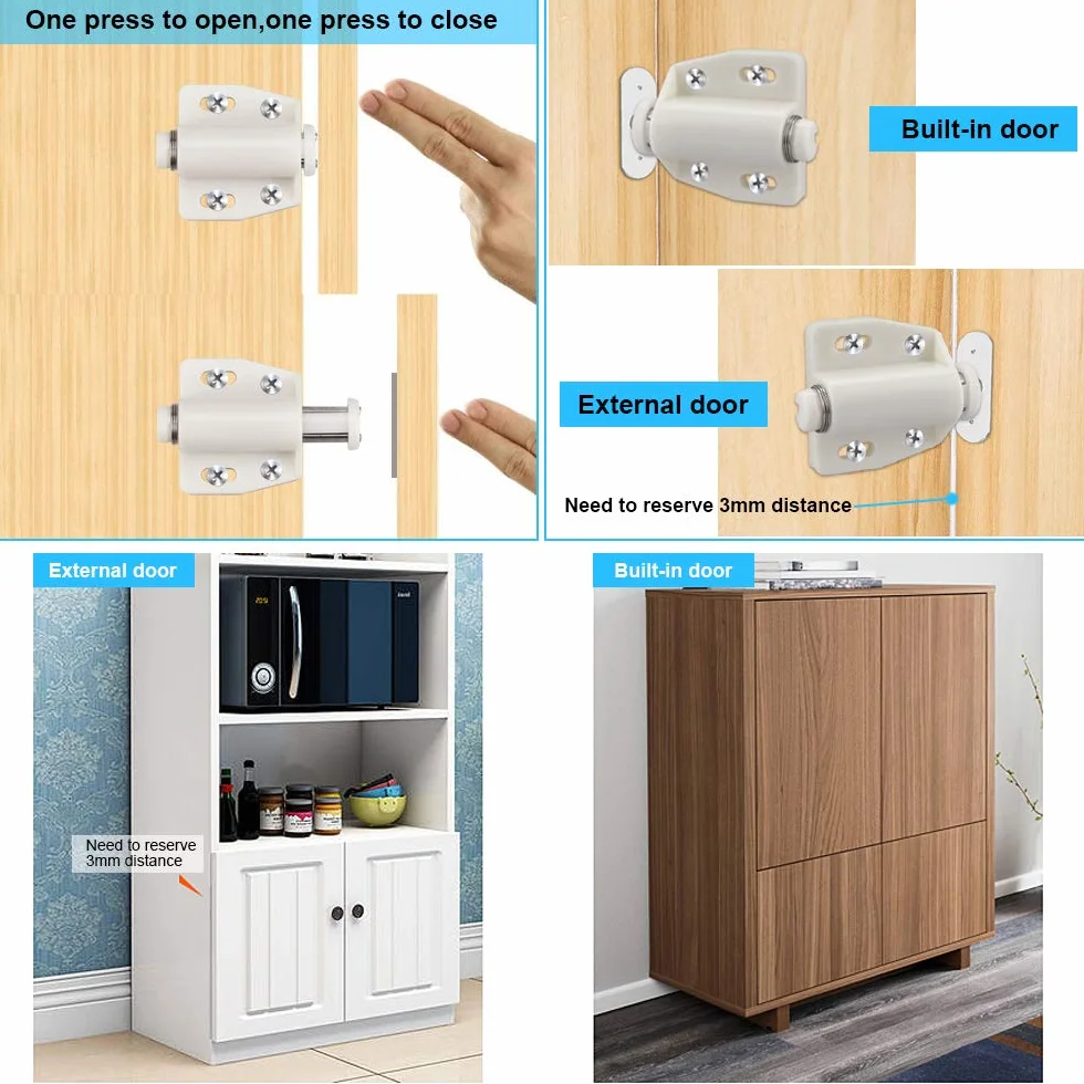 Magnetyczne zatrzaski do drzwi push to open 6 sztuk