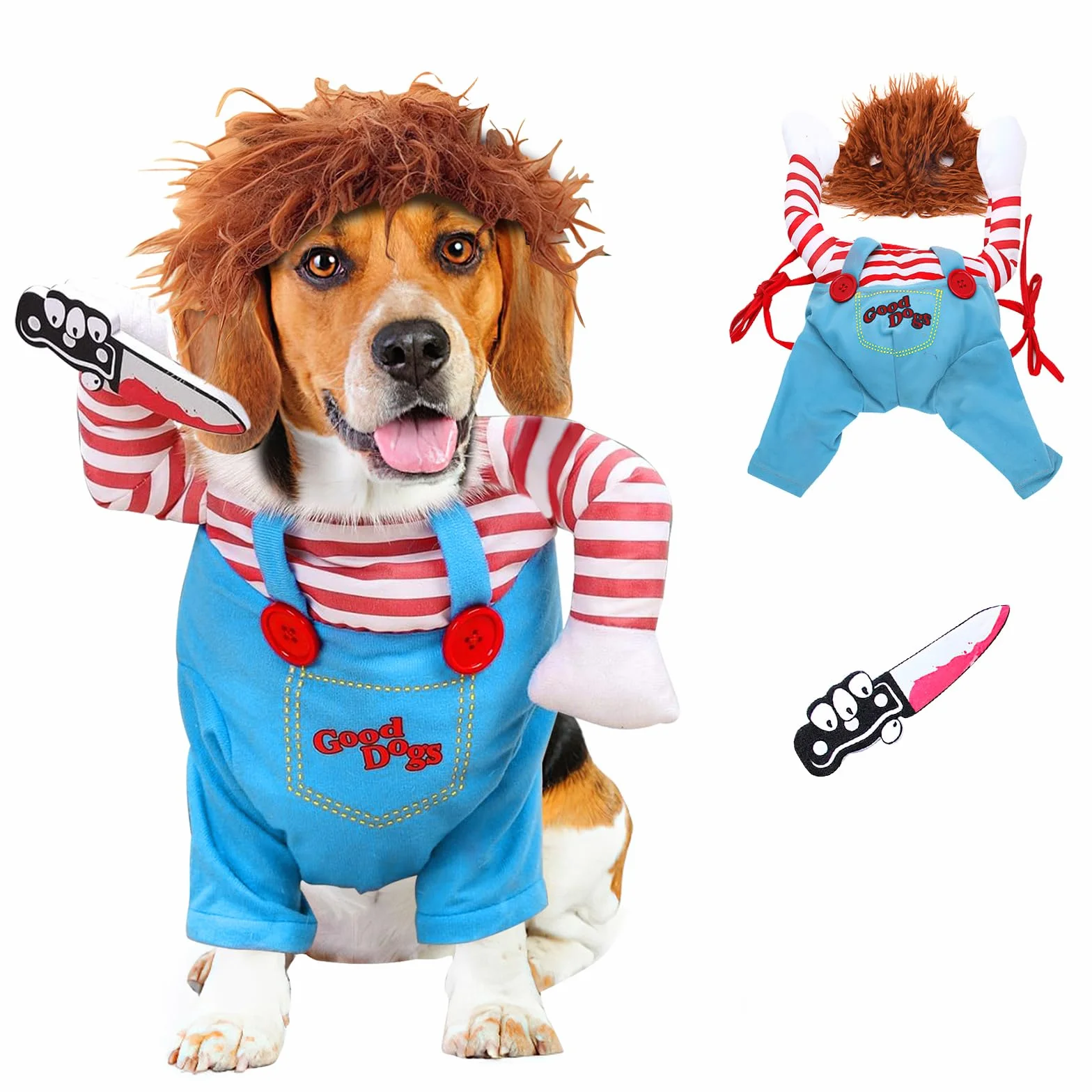 Kostium psa Halloween Lalka Chucky Cosplay Party Garnitur S