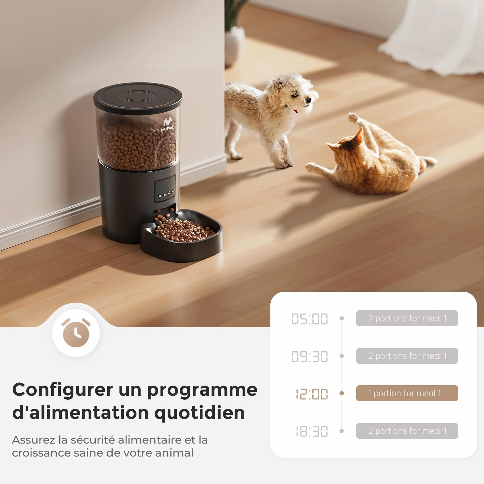 IMIPAW automatyczna miska dla kotów, 3 litry inteligentna automatyczna miska dla kotów, precyzyjne karmienie i łatwa obsługa, 1-10 posiłków dziennie, dla kotów i psów