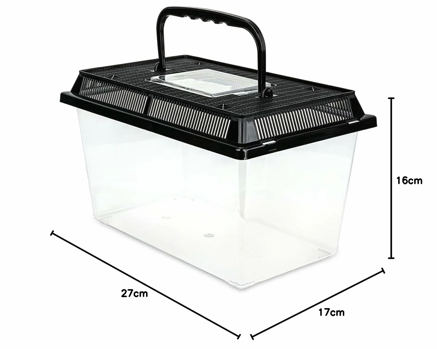 Happet Pojemnik hodowlany Terra Box Light 27×17×16 cm – przezroczysty z wentylacją i uchwytem | Transporter i faunarium dla gadów, płazów, owadów, pajęczaków, gryzoni