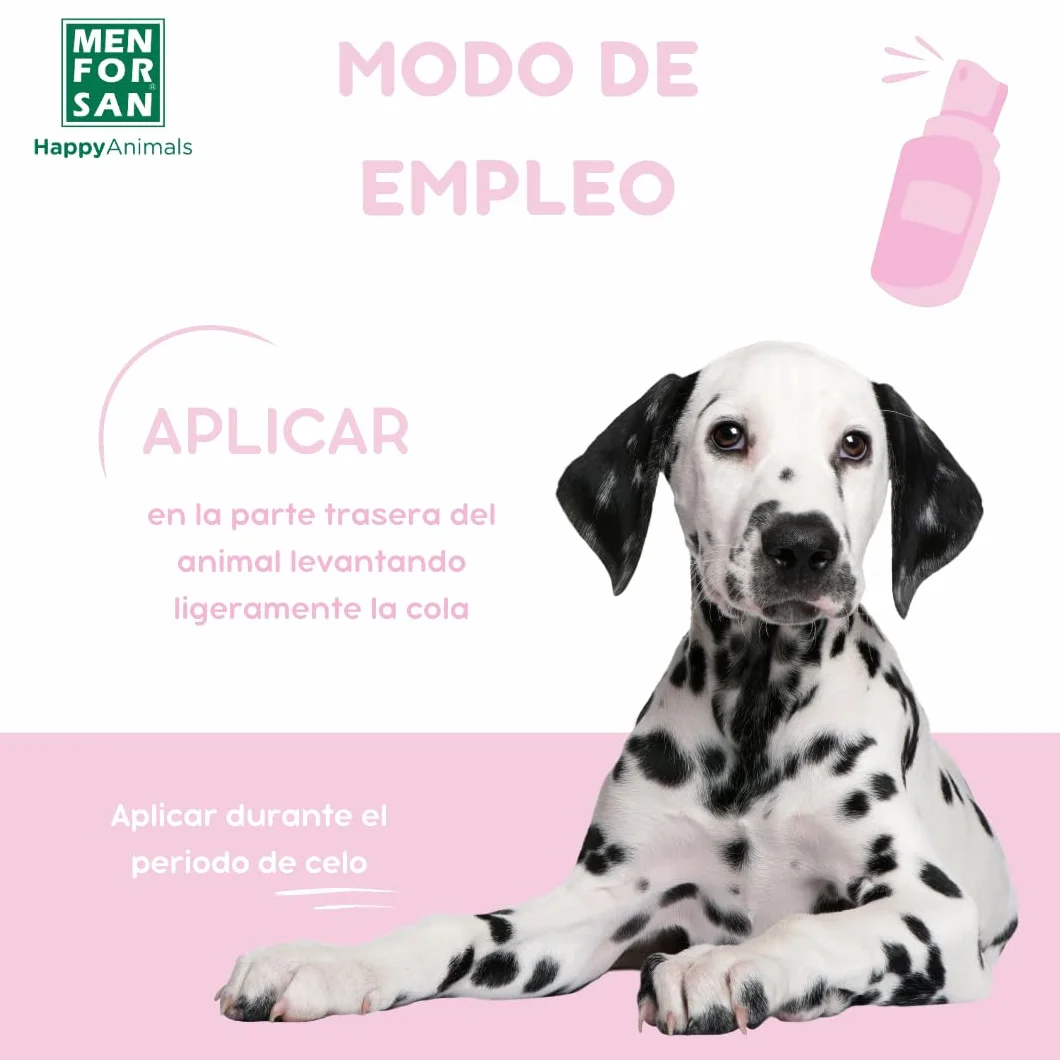 MENFORSAN Oestrus Odor Reducer for Female Dogs | Redukuje zapach feromonów rui | Zmniejsza nękanie psów | Bezbarwny | Nietoksyczny | 125 ml