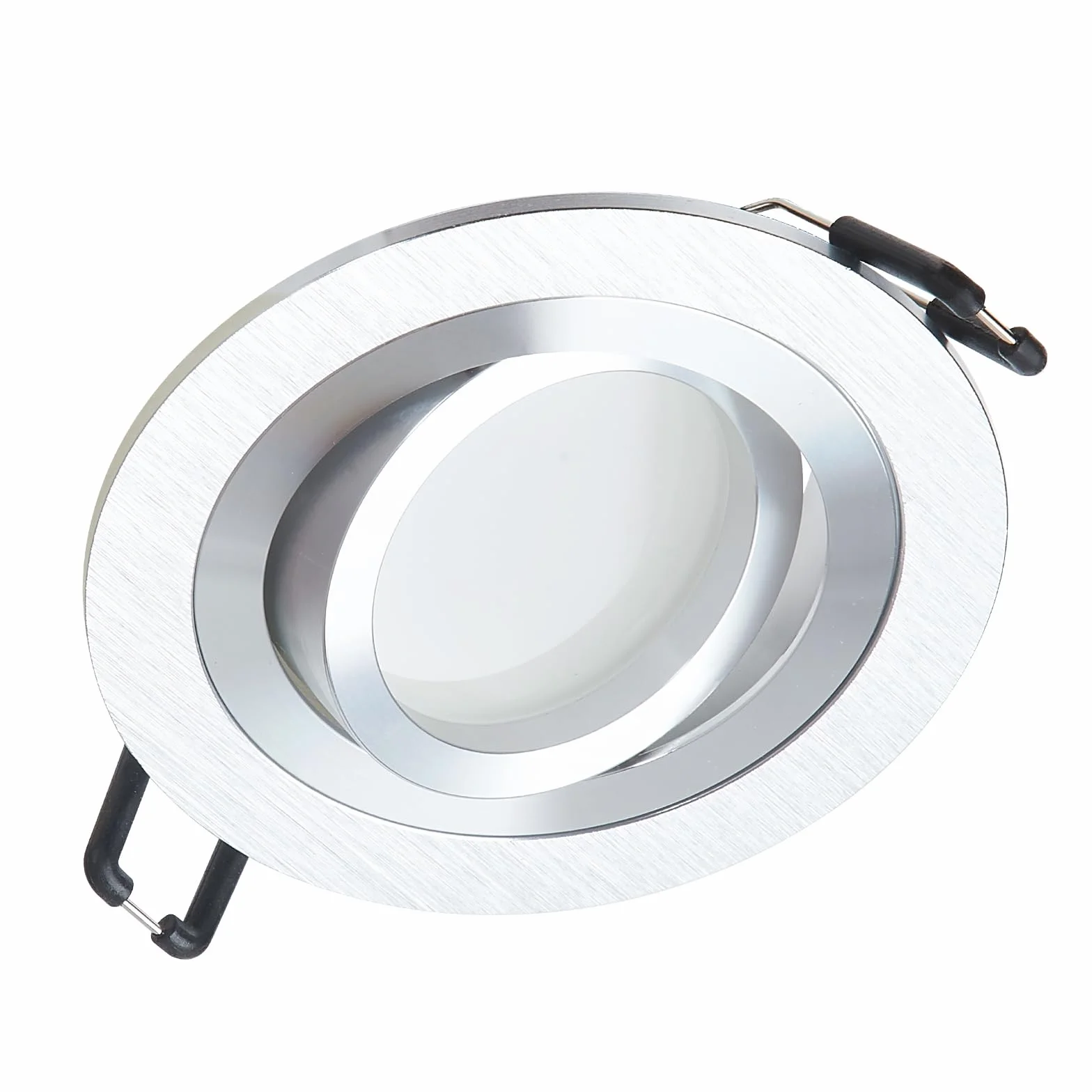 Zestaw 5 Reflektorów LED do Zabudowy Srebrnych Szczotkowanych Okrągłych, 5 x 5 W, 3000 K Ciepła Biel, 230 V Ściemniana GU10, Moduł LED, Lampa