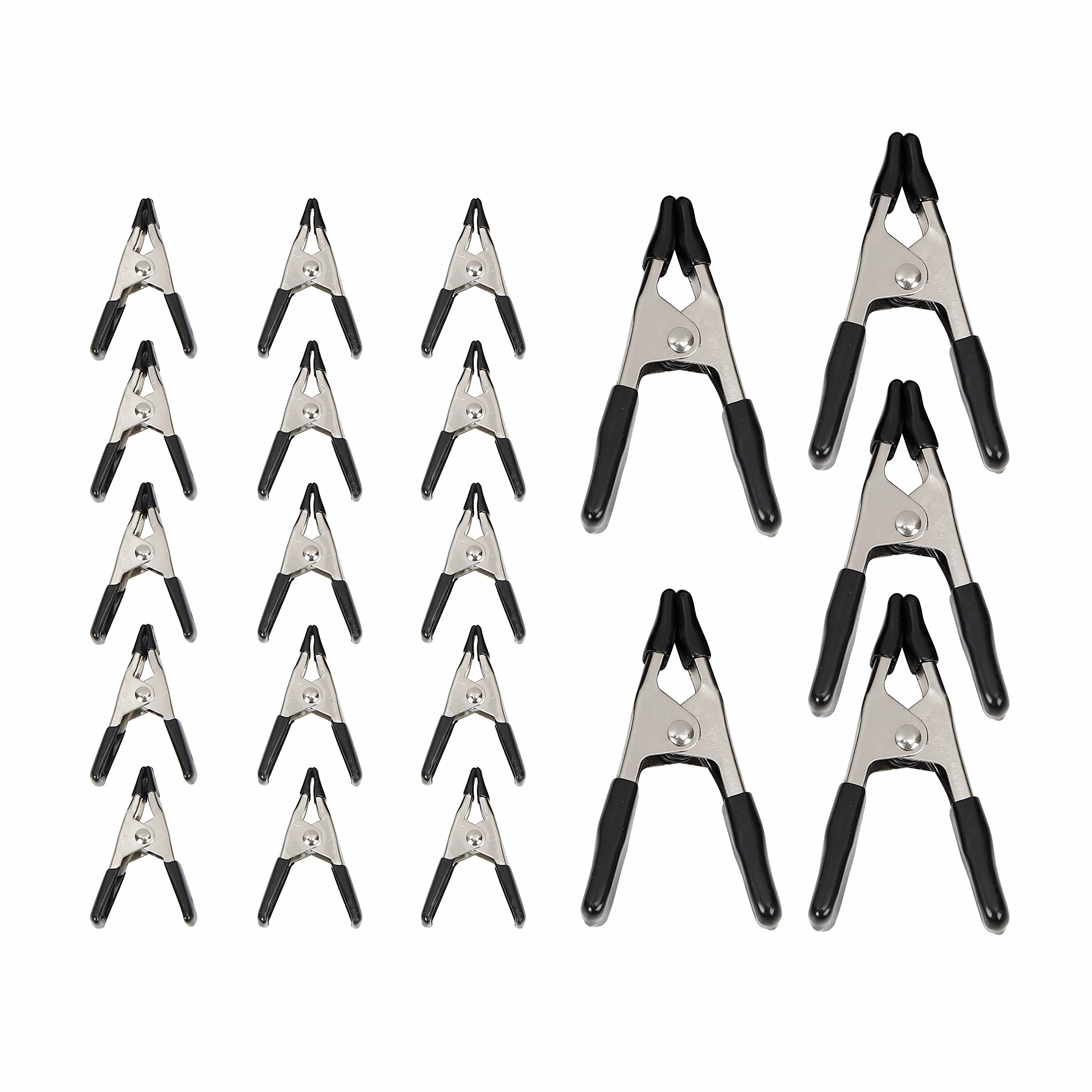 Amazon Basics 20 stalowych klipsów sprężynowych 1,91 cm 2,54 cm czarne srebrne