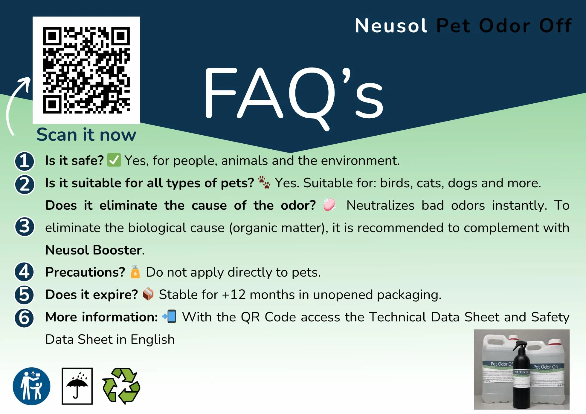 Pet Odor Off - Naturalny neutralizator | Usuwa zapachy zwierząt: mocz, wymioty, odchody itp. Na podłogach, ścianach, tekstyliach, trawnikach itp. | Bezpieczna formuła bez CLP i zapachu - 2
