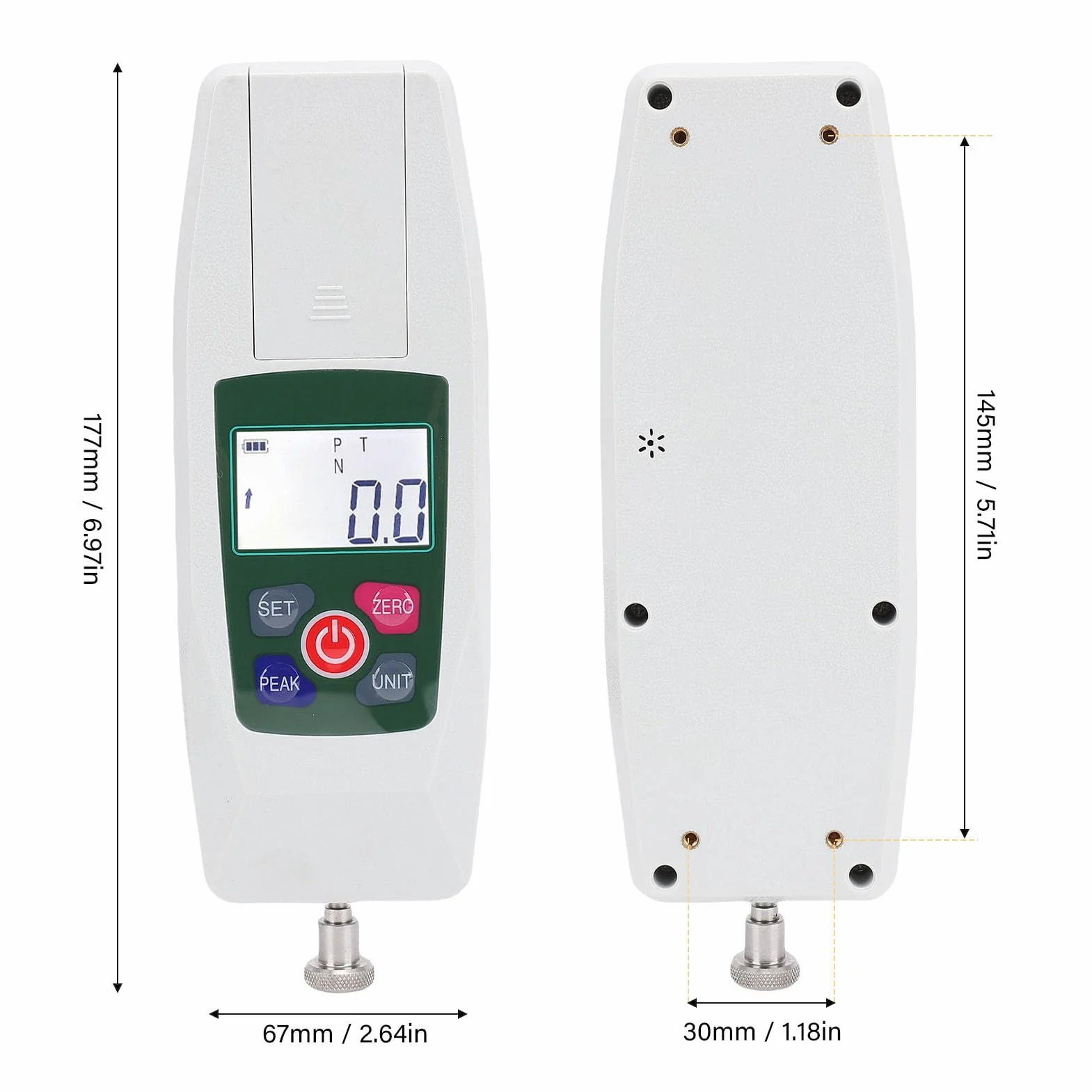 Cyfrowy Miernik Siły, Push Pull Tester 100N/10 Kg Pojemność z Maksymalnym Obokiem, 4 Jednostki Konwersja, Alarm Ograniczający kontrolę przemysłową, laboratoryjną i jakość -