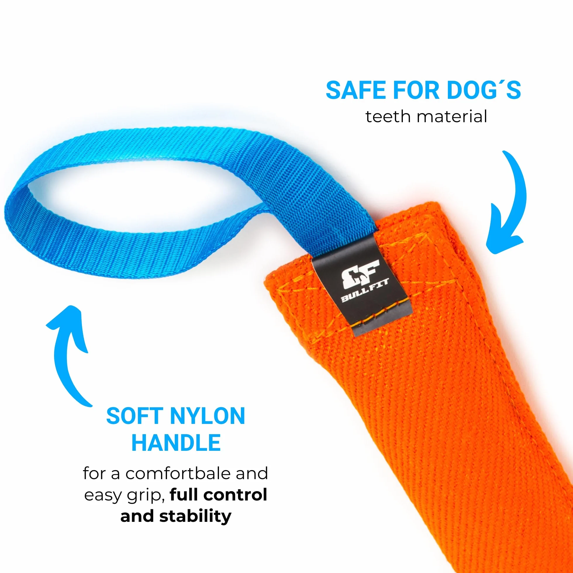 Bull Fit Szarpak dla psa 30 cm, z dwiema rączkami - Bardzo wytrzymała zabawka dla psów do treningu obronnego i kynologii sportowej - Mocny Szarpak z materiał ringowy, Aport Dummy pomarańczowy