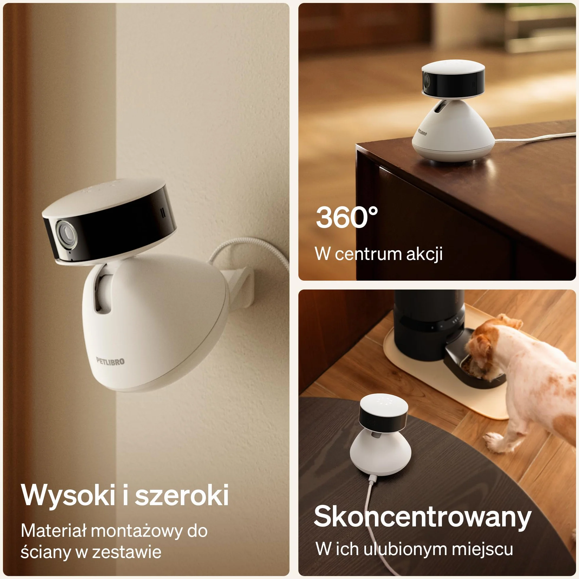 PETLIBRO Kamera dla zwierząt domowych z aplikacją, 360° HD kamera dla psa, sterowana sztuczną inteligencją, do użytku w pomieszczeniach, do rozpoznawania wielu zwierząt, śledzenie aktywności