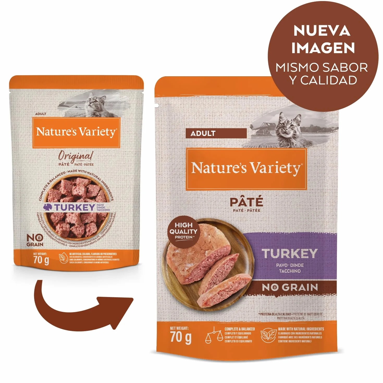 Nature's Variety Original No Grain Pasty dla dorosłych kotów z indykiem 12 x 70 g
