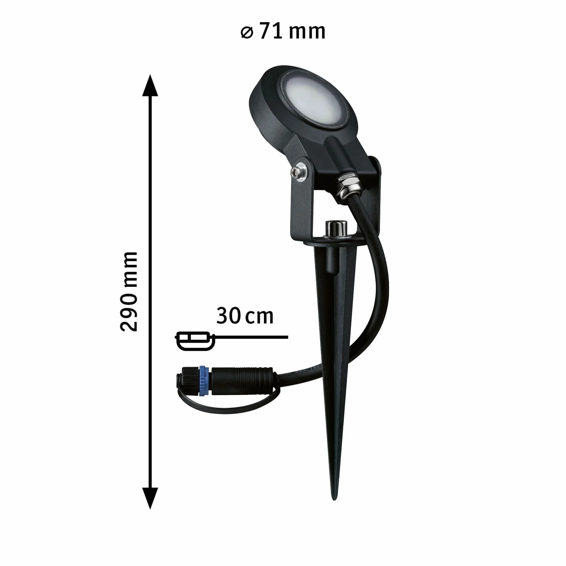 Paulmann 94728 Plug & Shine oprawa zewnętrzna LED reflektor ogrodowy Sting przyjazny owadom IP67 2200K 6,3W Antracyt okrągły ściem. złote światło Alu