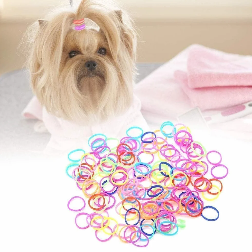 10 paczek gumki dla psów, bardzo elastyczne Coloful mini gumki opaski do włosów dla psów DIY pielęgnacja psów akcesoria do włosów dla małych psów Yorkie Pudel Dog