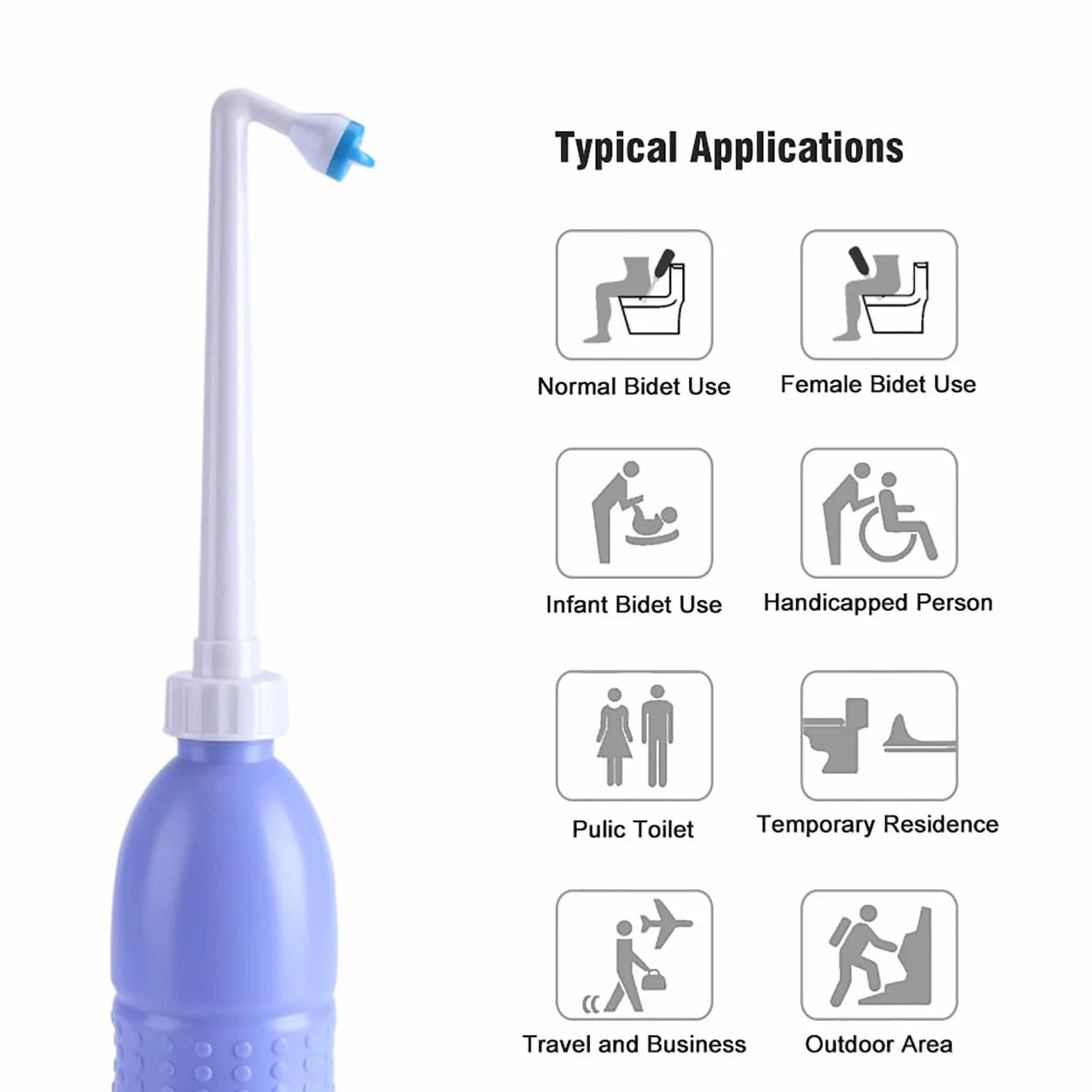 Tragbares Bidet-Sprayer, Reise-Bidet mit Hand-Bidetflasche, Wasser Waschen, Toilette, Badezimmer, Zuhause, Reise, persönliche Hygiene, Toiletten-Spray
