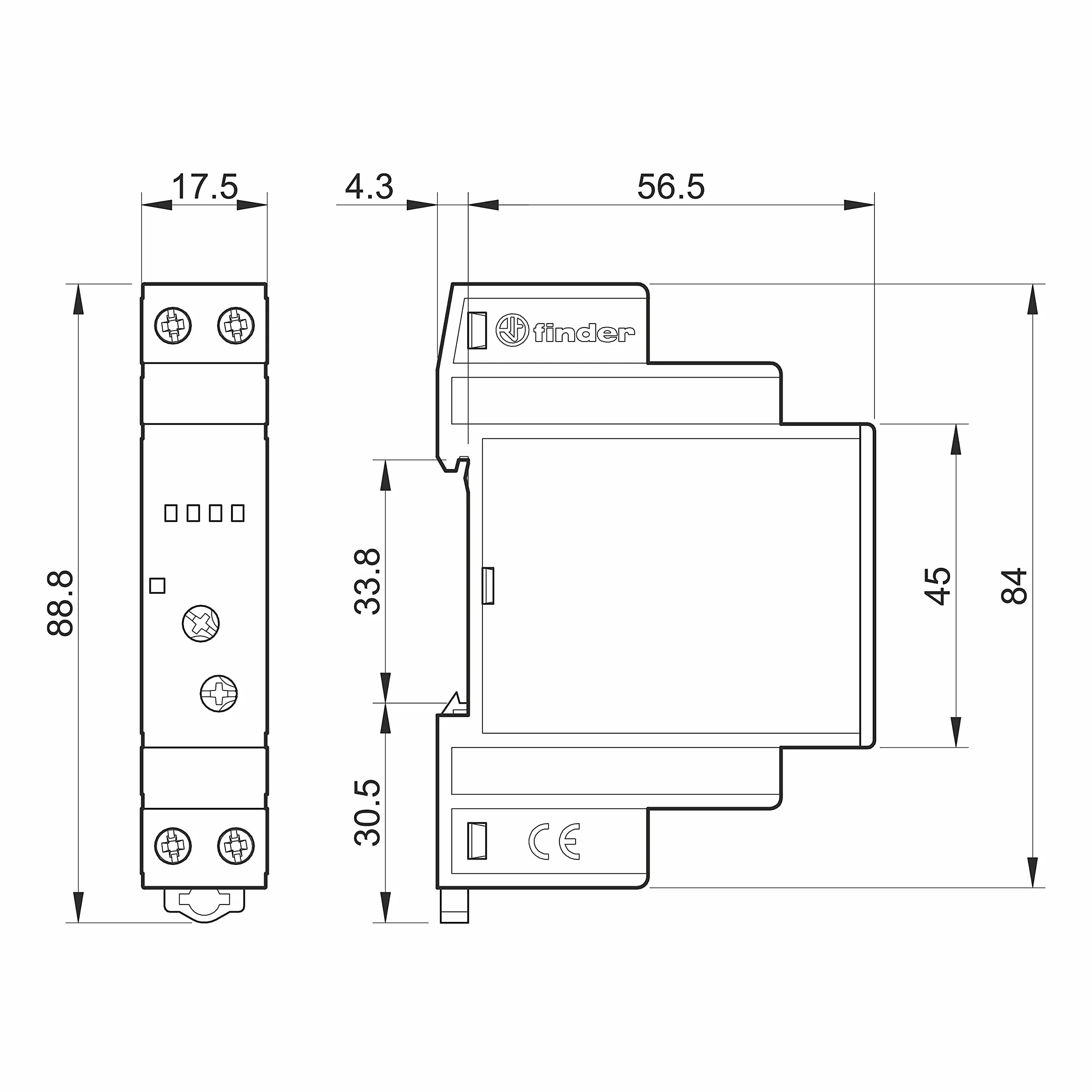 Finder 158182300500PAS ściemniacz, modułowy, montaż na szynie, 35 mm, 500 W, 230 VAC