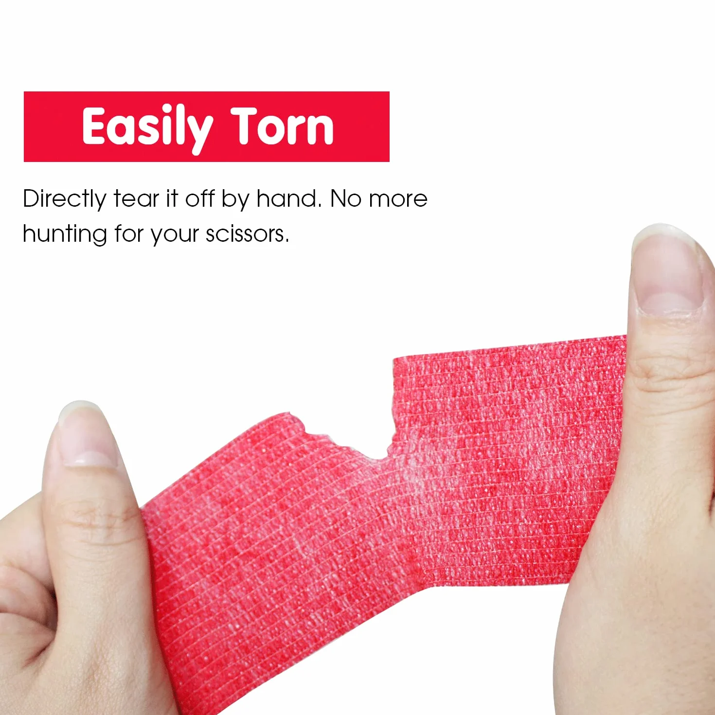 6 Rolls Cohesive Bandage 10 cm X4,5 cm Red, Flexible Bandage, Non-Woven Cohesive, Athletic Tape, Fat Wrap, Wraps Bandage, Suitable for Sensitive Ski…