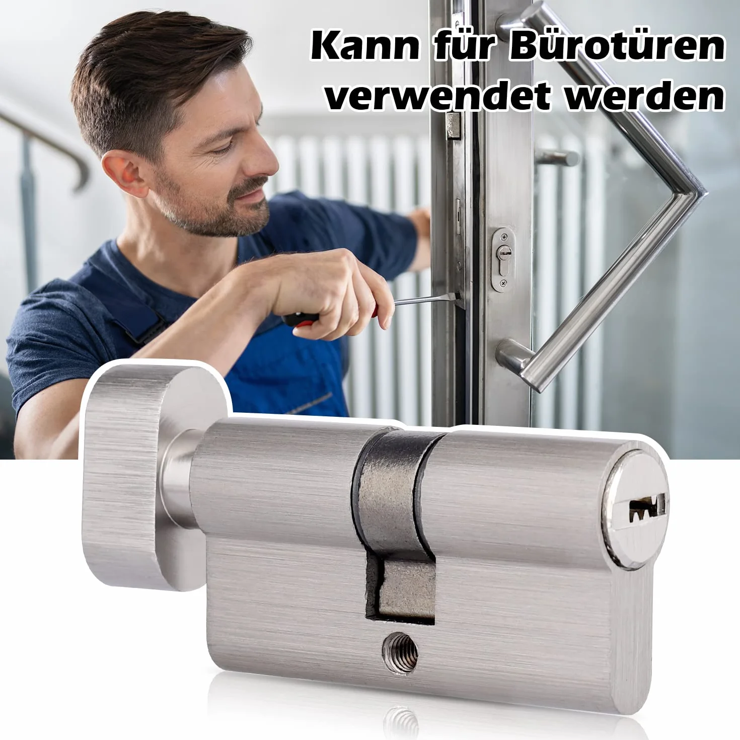 Cylinder zamykający z gałką, 30/30 z 5 kluczami mosiężnymi, cylinder zamykający z mosiądzu, profilowany cylinder z gałką, klucz dwustronny, zamek bębenkowy, akcesoria zapasowe, zamek