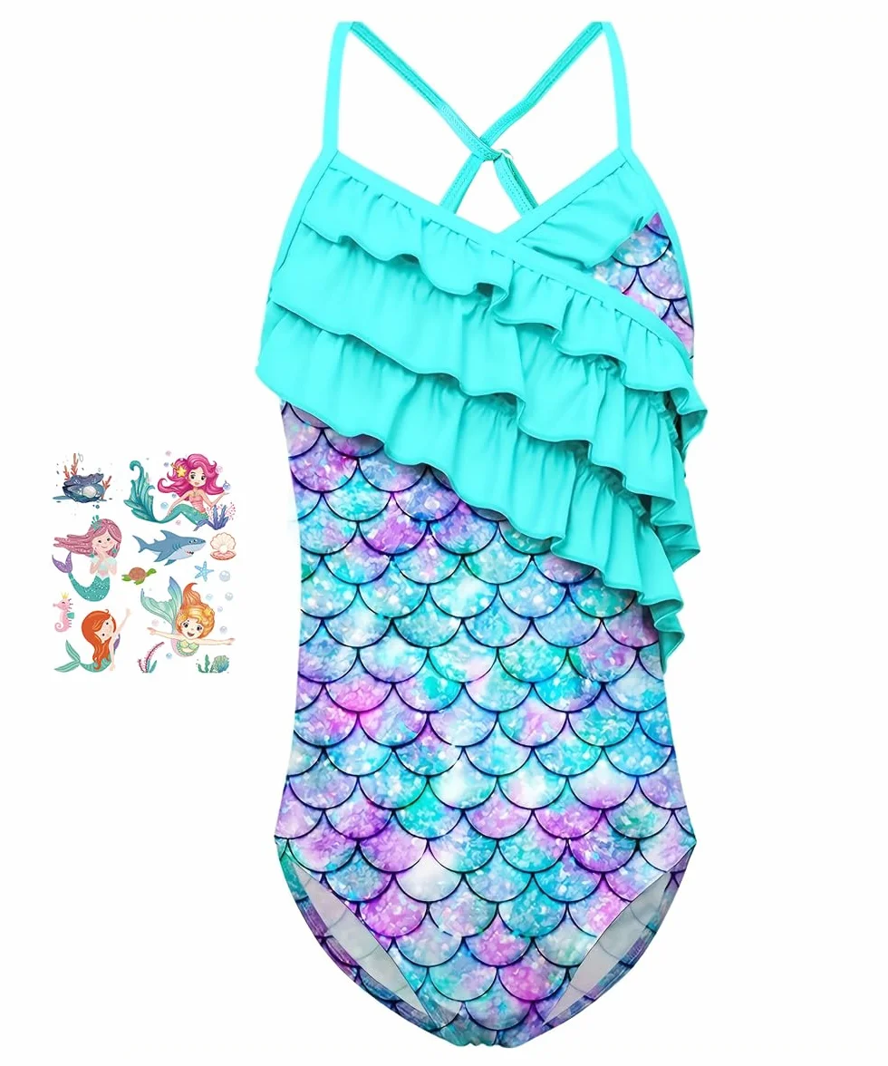 Swimwear Girl Swimwear Syrenka Strój Kąpielowy dla chłopców Jednoczęściowy Strój Kąpielowy Plaża Szybkoschnąca Strój Kąpielowy Bikini Piasek Dziewczyna z regulowanymi paskami