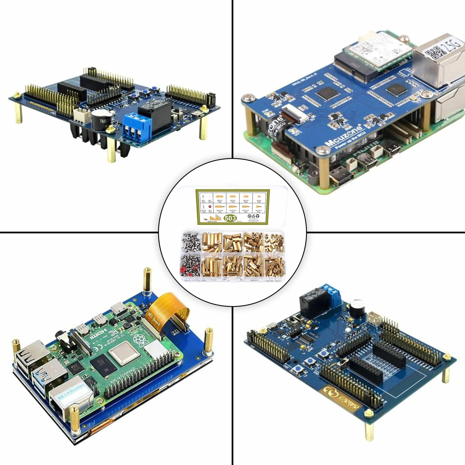 503 Stk M2.5 Mosiądz Męski Żeński Hex Śruby Nakrętki Zestaw Sortujący, PCB Płyty/Obwody Sześciokątne Nakrętki Gwintowane Tuleje Dystansowe Spacery Standoffs