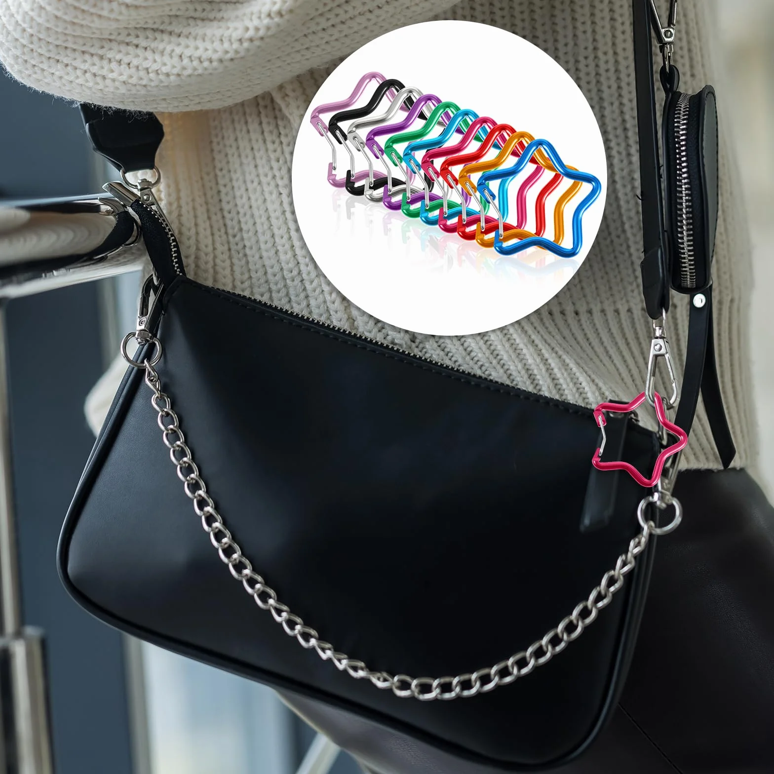 10 sztuk karabińczyków w kształcie gwiazdy, mały karabińczyk, mini karabińczyk, gwiazdka, breloczek do kluczy, kolorowy karabińczyk w kształcie gwiazdy, klips na kemping, do plecaka, butelki na wodę