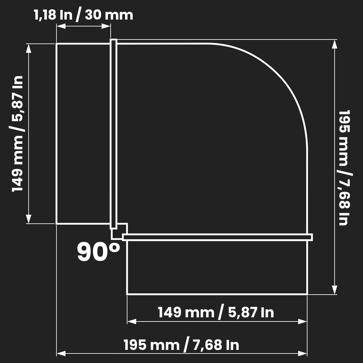 Kolanko z tworzywa sztucznego 90° 150 mm rura kanałowa złącze wentylacyjne