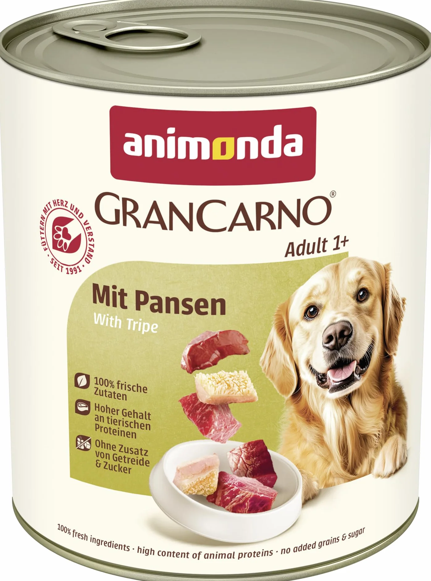 animonda GranCarno karma dla psów, mokra karma dla dorosłych psów, ze żwaczem, 6 x 800 g