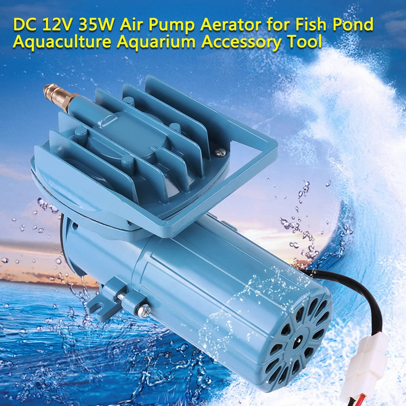 Sxhlseller Pompa Powietrza do Akwarium 35W DC 12V, 68L/min, do Akwarium