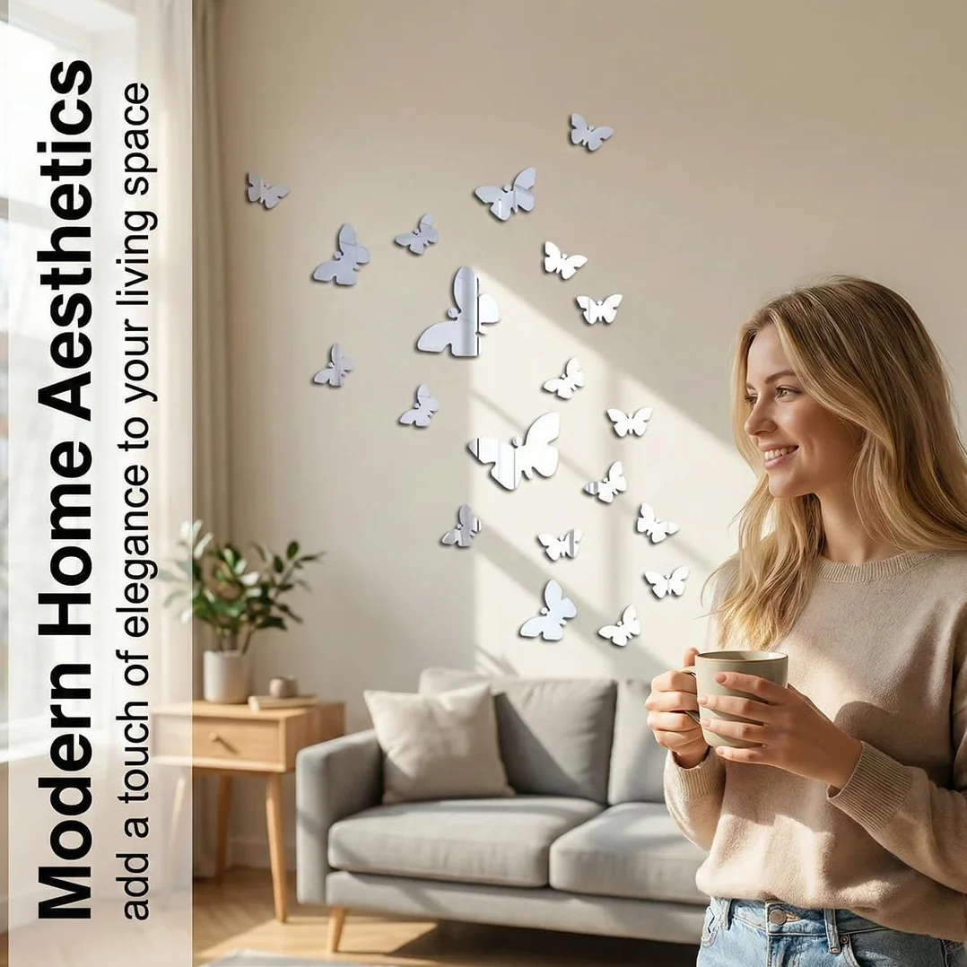 36 sztuk motyle 3D lustro trójwymiarowe akrylowe zdejmowane naklejki ścienne DIY dekoracja ścienna do domu/hotelu/salonu/sypialni/kuchni/pokoju dziecięcego