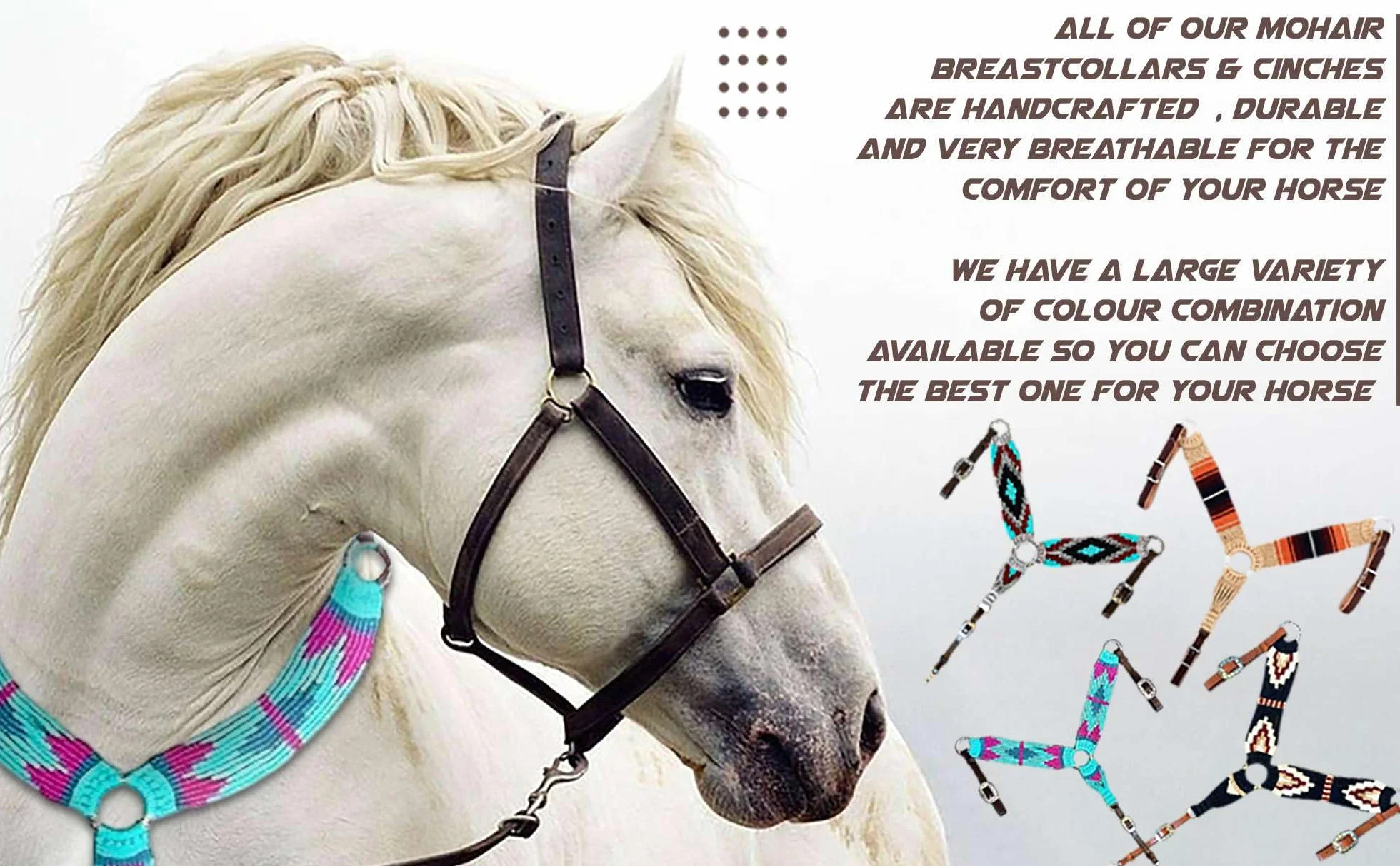 Moherowa obroża piersiowa Cheval's International do sprzętu jeździeckiego CM-23-Cob