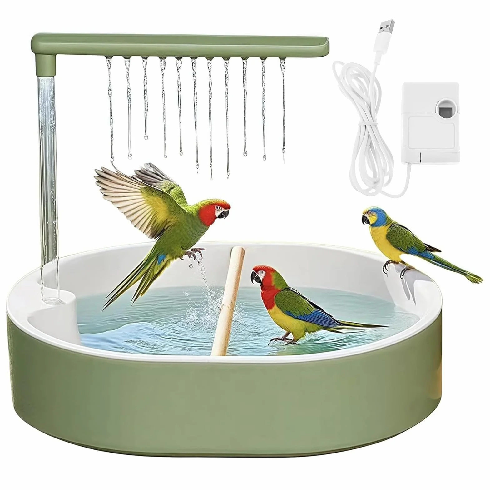 Kąpiel dla ptaków do klatki - cichy basen kąpielowy przeciw zwierzętom | prysznic dla zwierząt domowych | dla Lovebird Conure Cockatiel Finch papuga podwórko balkon patio taras salon