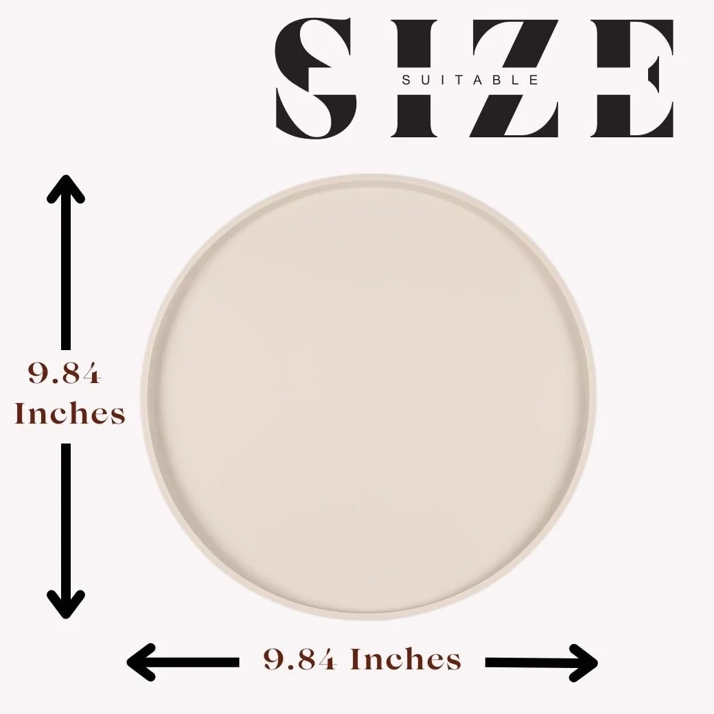 Antypoślizgowa mata pod miskę dla psa, okrągła, średnica 25 cm, bez BPA, beżowa