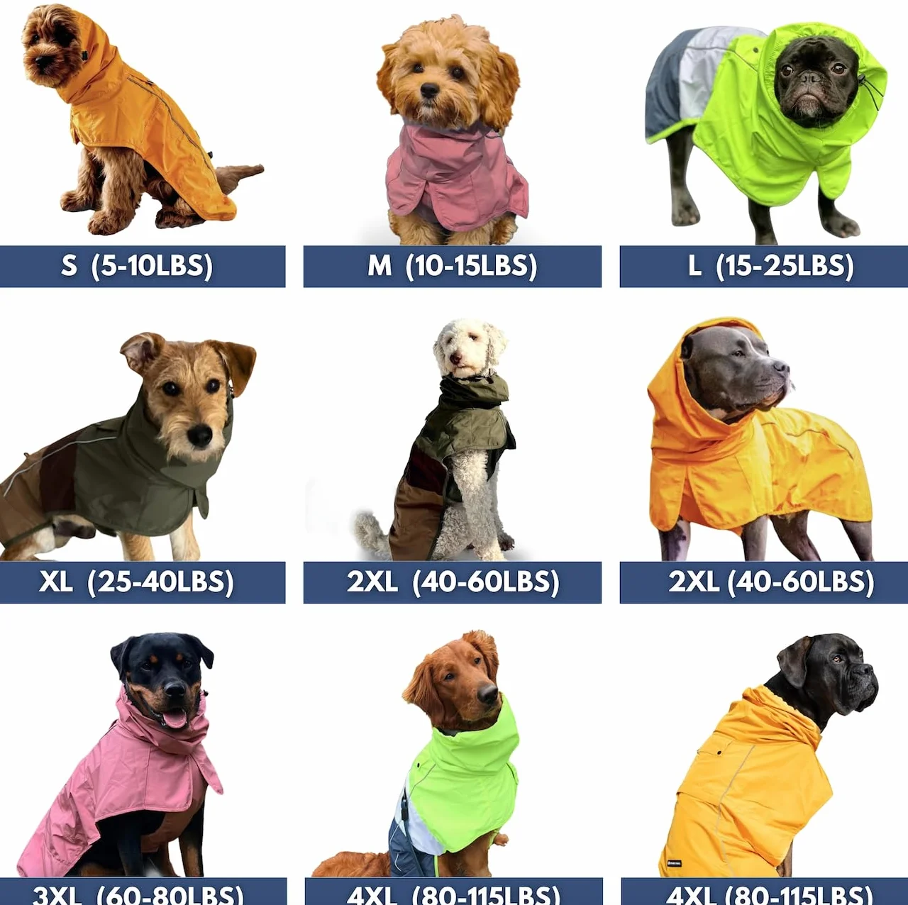 Spark Paws Płaszcz przeciwdeszczowy dla psa, wodoodporny wiatroszczelny płaszcz przeciwdeszczowy, dla małych, średnich, dużych i bardzo dużych psów, odblaskowy, oddychający, pełne pokrycie ciała