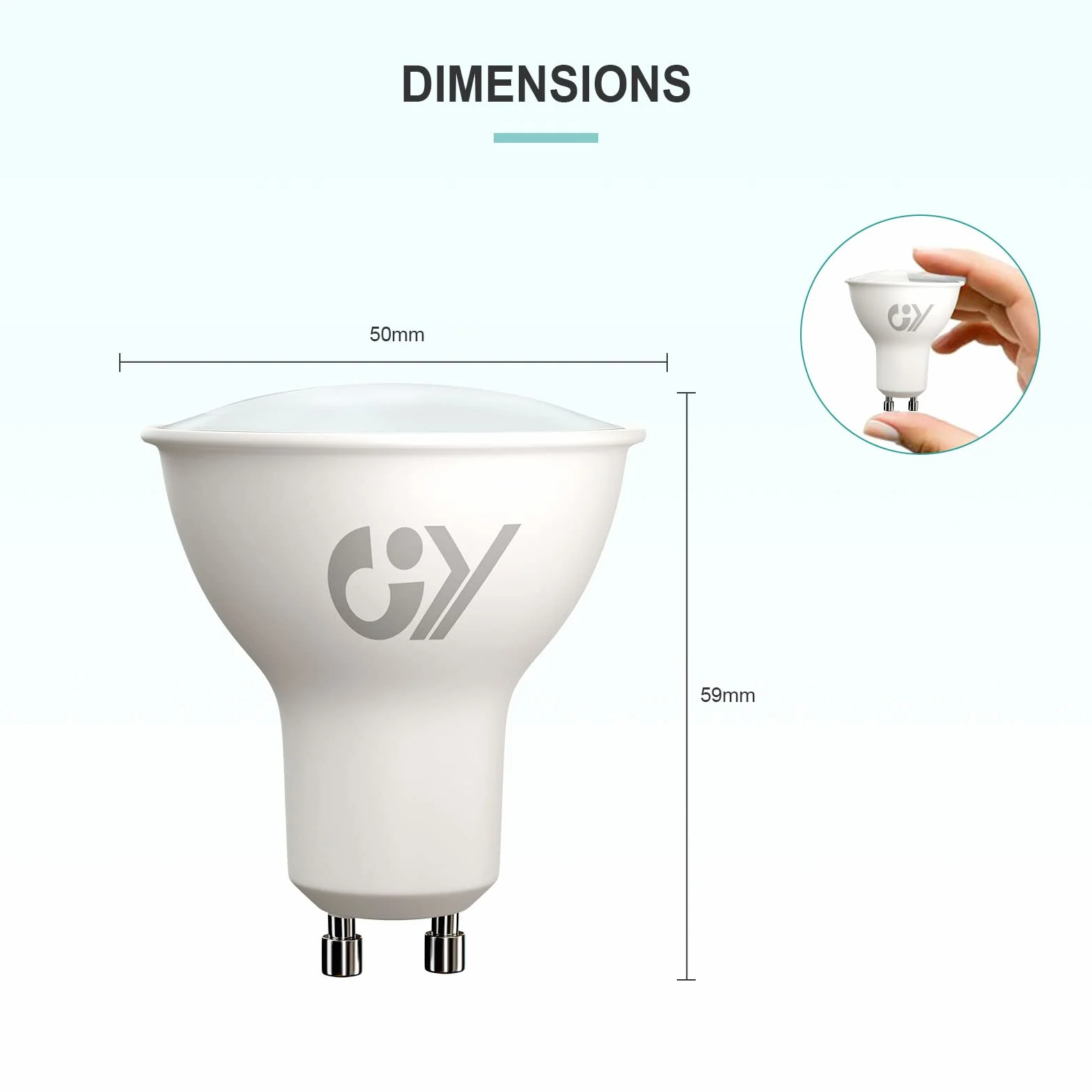 GY ?arówka LED GU10 4,9W 790LM, Neutralna Bia?a 4000K, K?t Wi?zki 120°, Nie?ciemniane, CRI>80, Odpowiednik 80 W, Pakiet 2 Sztuk