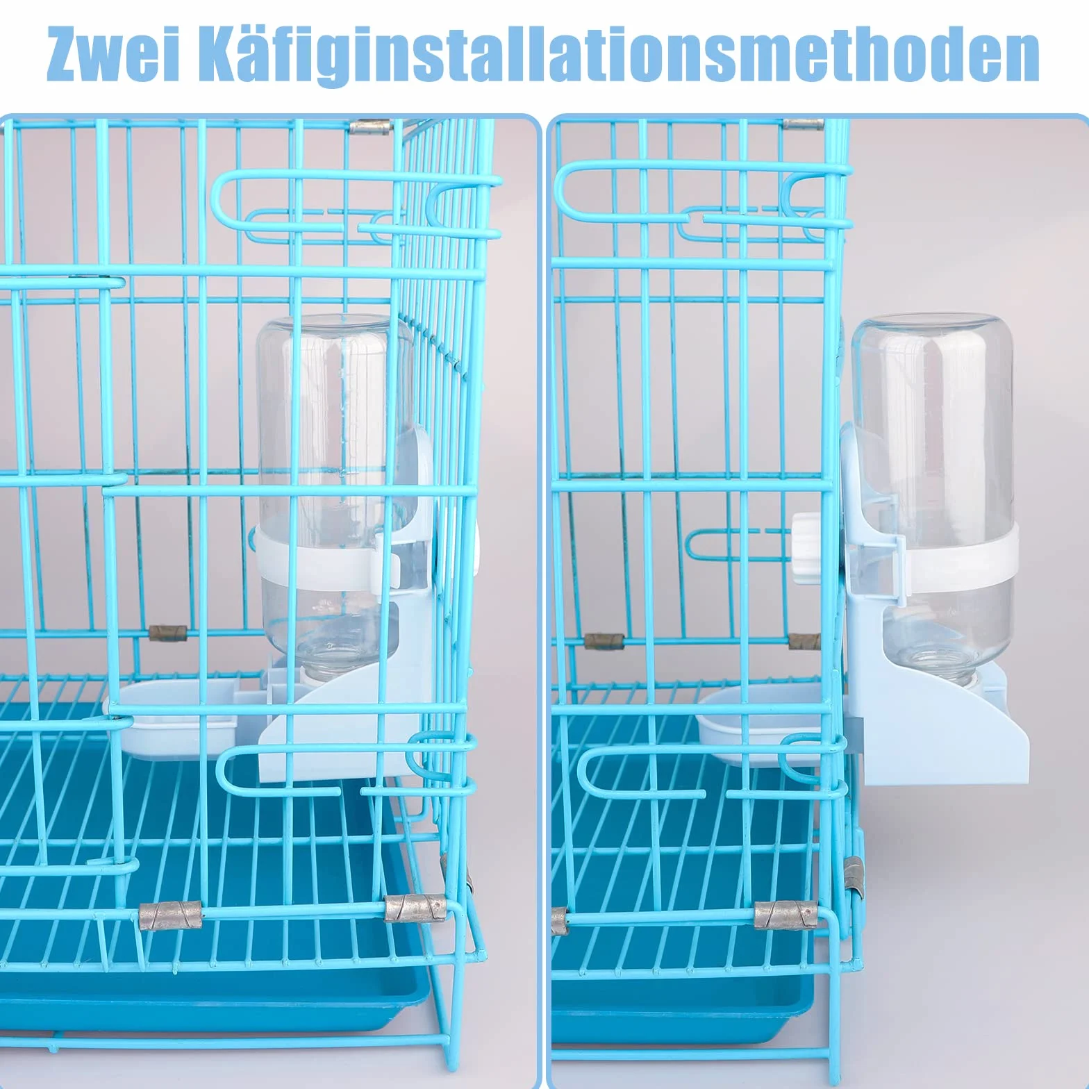 Diyife Butelka na Wodę dla Zwierząt 500 ml, [Dół/Wisząca Dwufunkcyjna] Automatyczny Dozownik Wody dla Małych Zwierząt Odpinany i Łatwy do Czyszczenia, dla Chomika Króliczek Szynszyla Jeż, Niebieski
