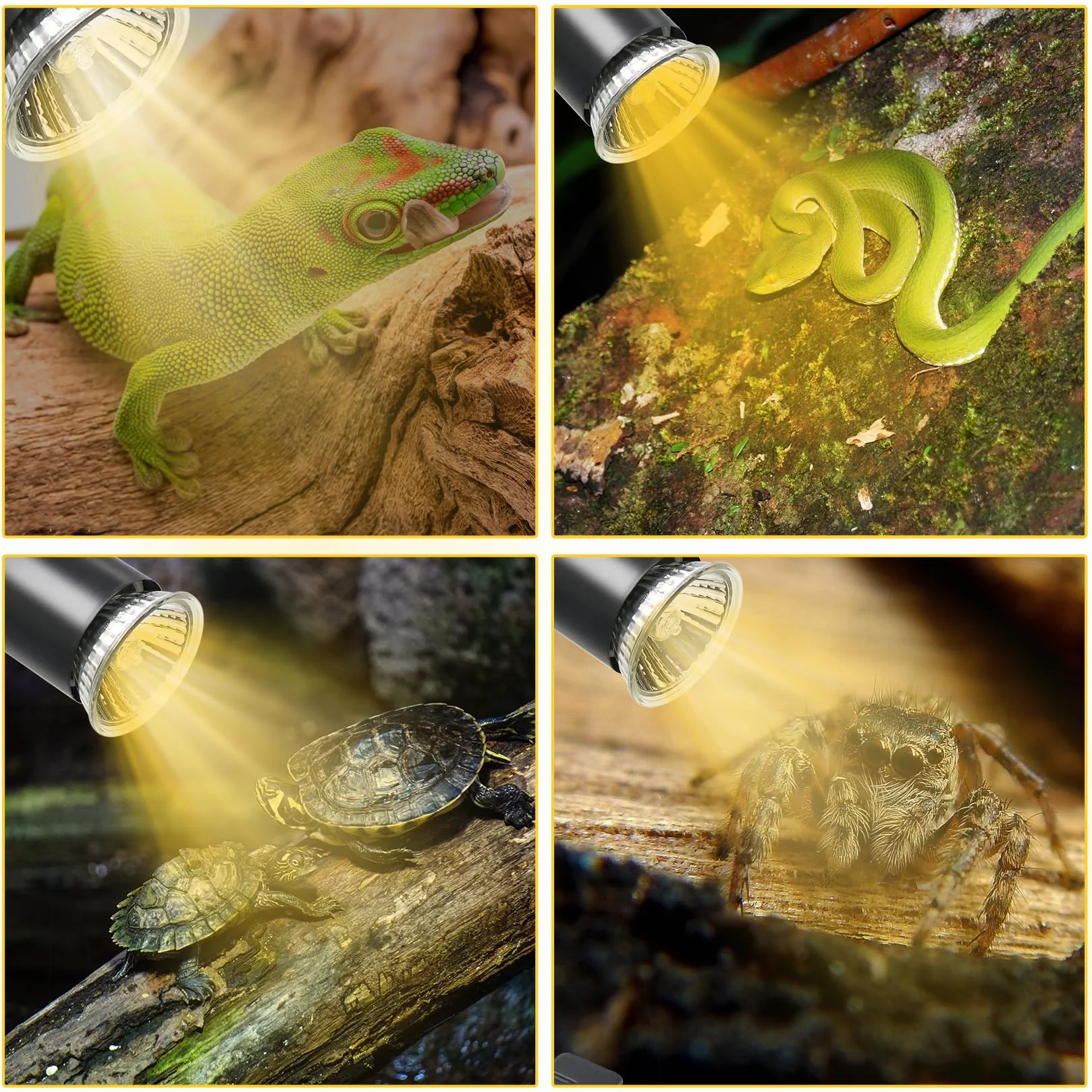 Turtle Lampa grzewcza z 3 żarówkami E27 w zestawie Lampa terrarium dla żółwi z klipsem dla gadów obracana o 360°, podgrzewana żółw, odpowiednia dla jaszczurek, żółwi, węży, kameleonów