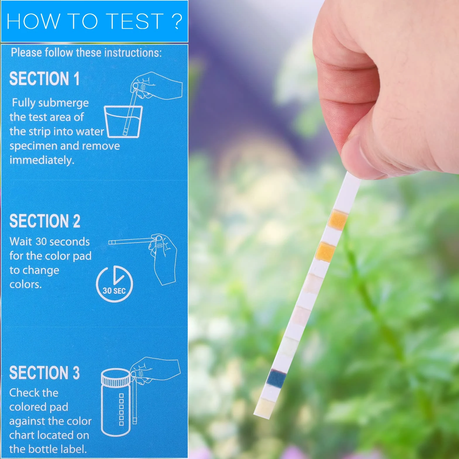 150 sztuk pasków testowych do akwariów, 7 w 1, do basenu, do akwarium, do wody pitnej, szybki test pH wody, zestaw testowy do amoniaku, azotu, PH, azotynu, twardości, wolnego chloru, azotanu, korzenia węglanu