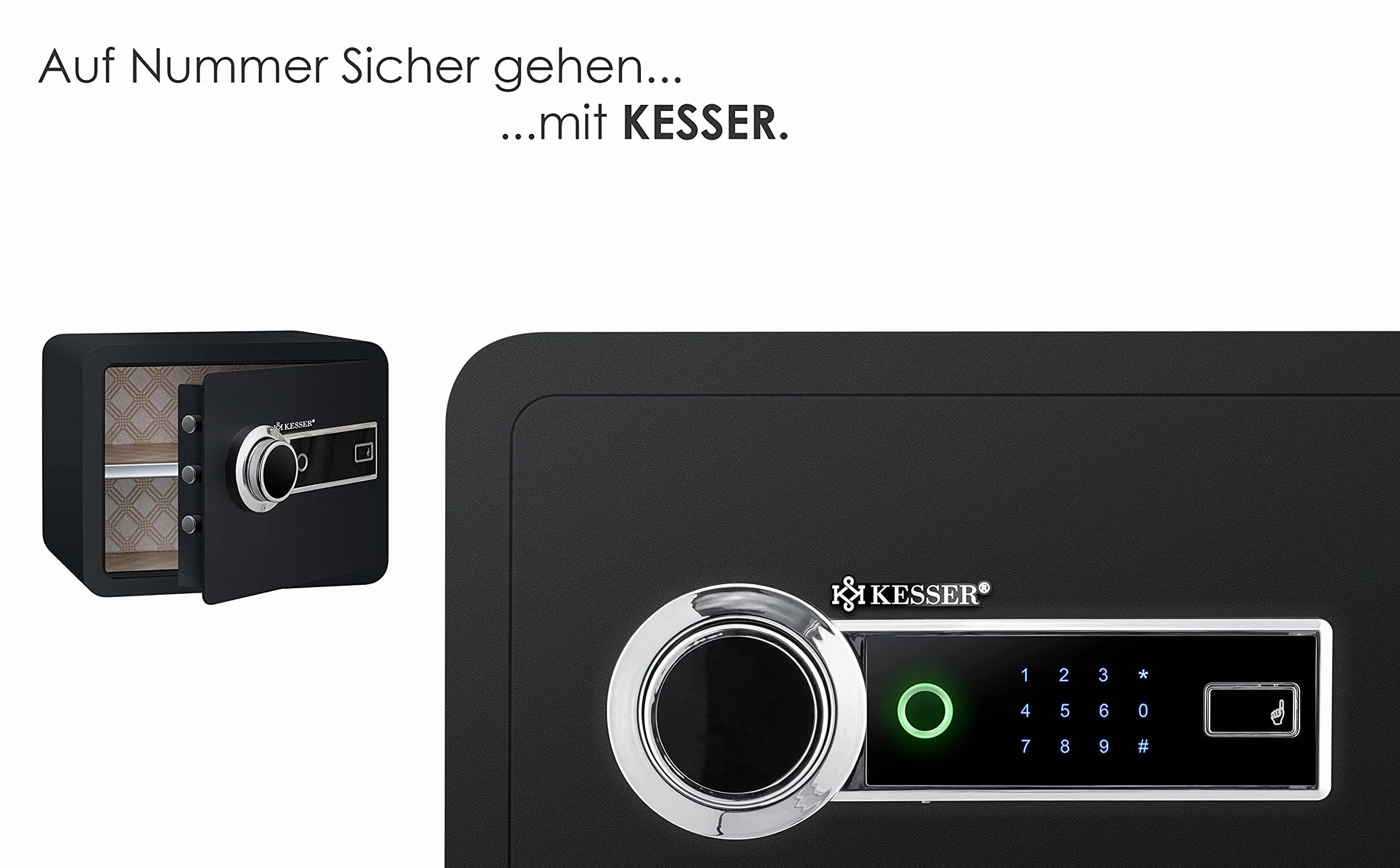 KESSER Elektryczny sejf z odciskami palców 34 x 25 x 28 cm sejf ścienny