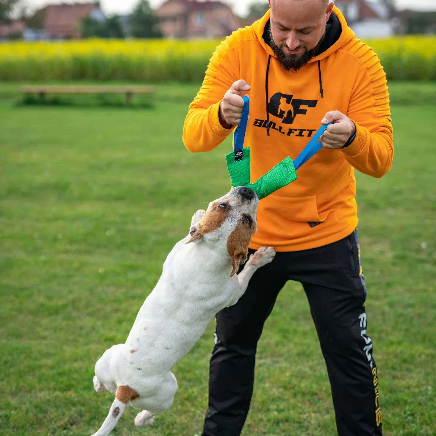 Bull Fit Szarpak dla psa 30 cm, z dwiema rączkami - Bardzo wytrzymała zabawka dla psów do treningu obronnego i kynologii sportowej - Mocny Szarpak z materiał ringowy, Aport Dummy pomarańczowy