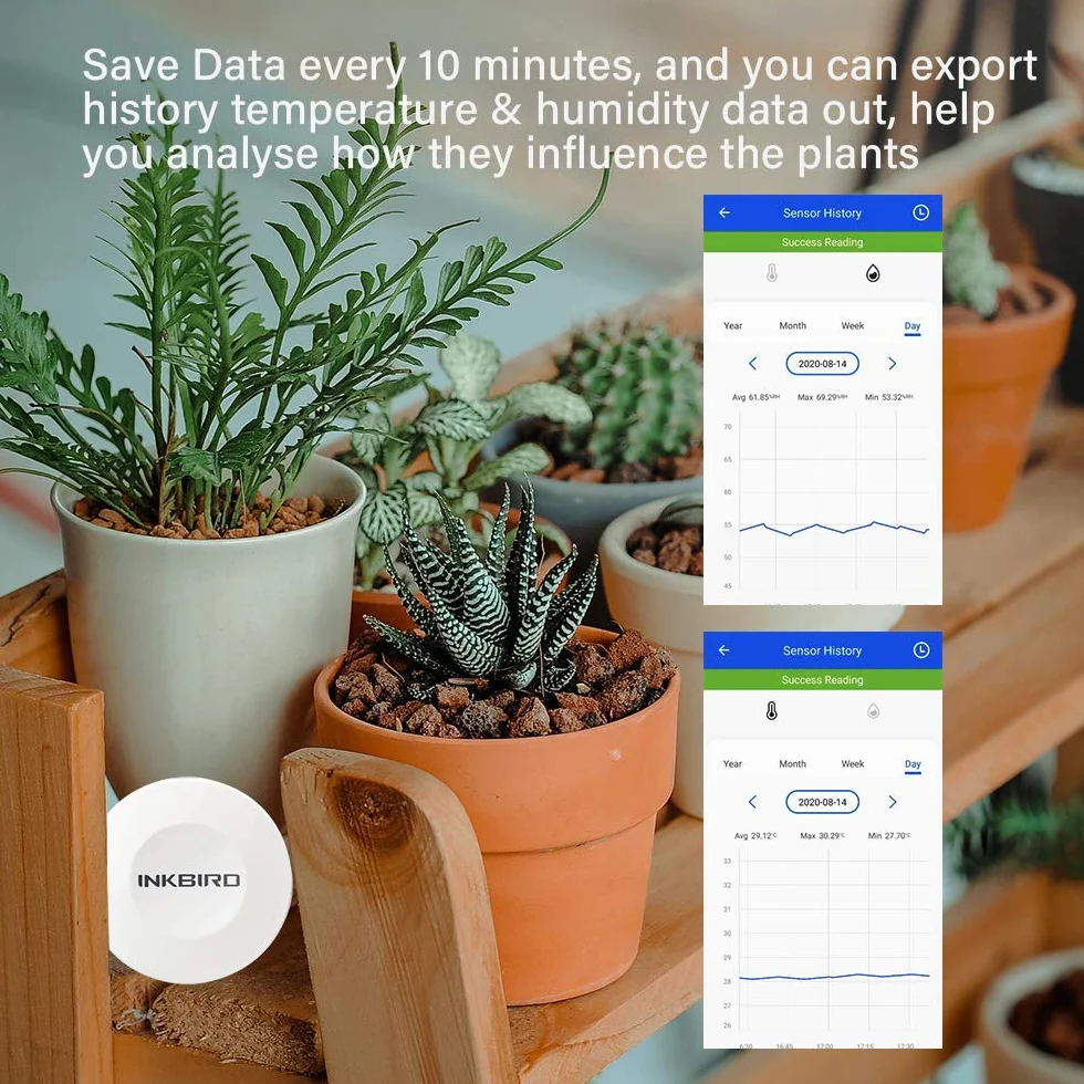 Inkbird IBS-TH1 Wewnętrzny termometr zewnętrzny Higrometr Bluetooth z aplikacją Smart Sensor z ekranem LED