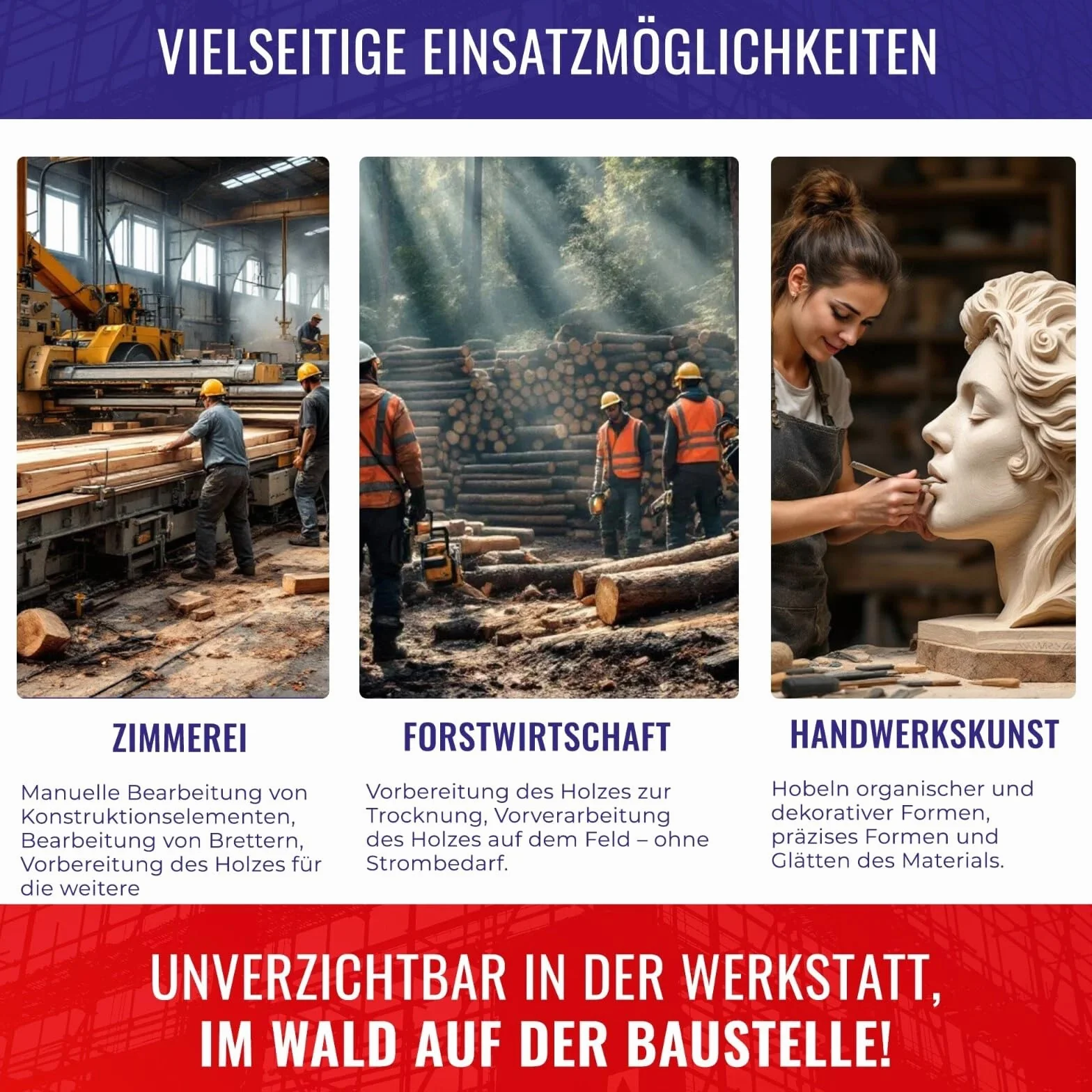 Chle-Mar – Ośnik do drewna 350 mm | Skrobak kory | Długość ostrza 35 cm z kutej stali narzędziowej | Ergonomiczne rękojeści z drewna bukowego | Nóż do obróbki i rzeźbienia