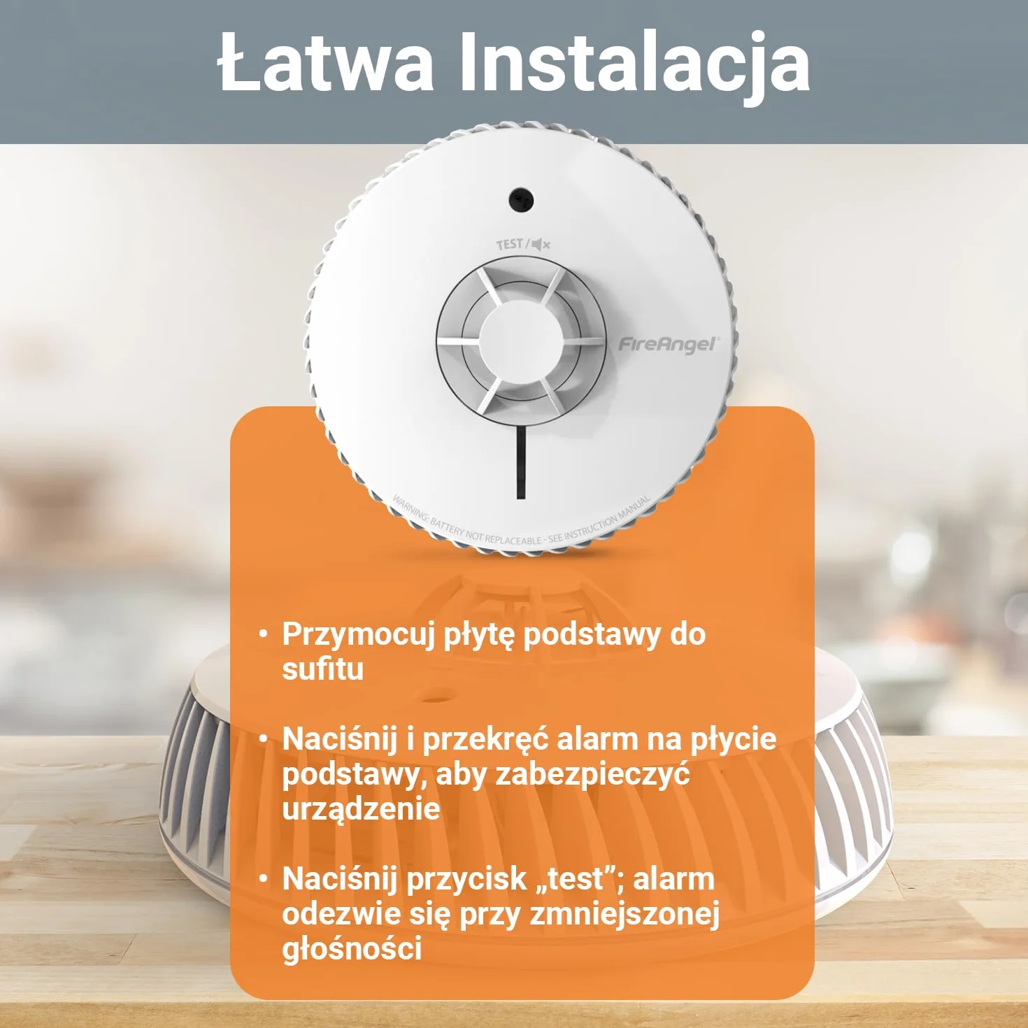 Fire Angel Czujnik Ciepła FA6215-INT Detektor Ciepła z Wymienną Baterią 5 Lat Biały