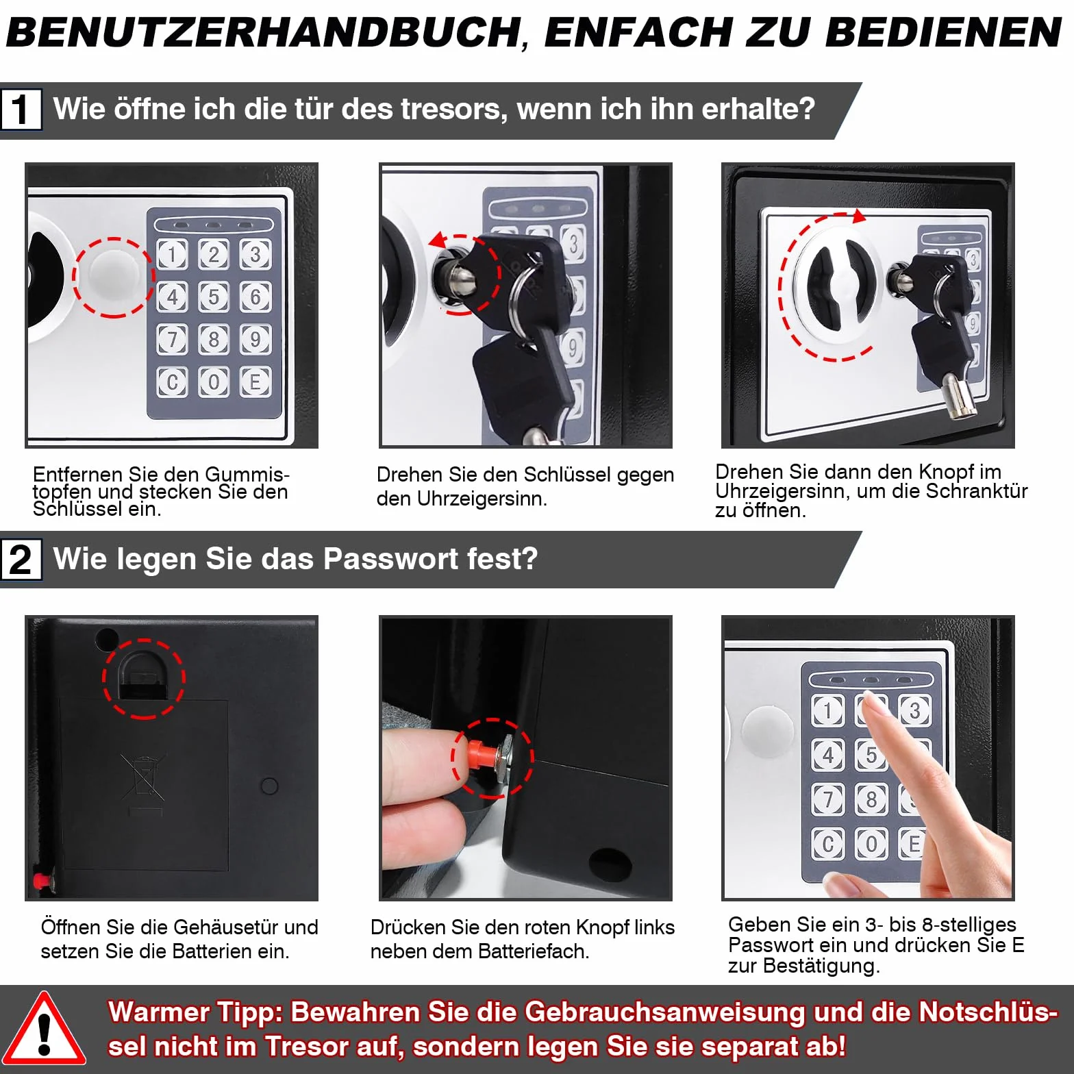 Sejf elektroniczny ognioodporny wodoszczelny 4,6 l podwójna blokada 23 x 17 x 17