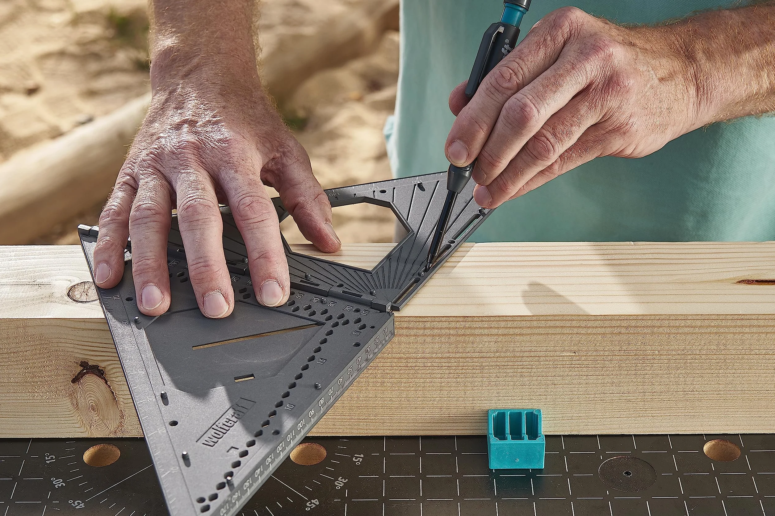 wolfcraft Kąty pomiarowe i oznaczające Vario 3D PRO I 5219000 I składane narzędzie pomiarowe do powierzchni i trójwymiarowych przedmiotów, tworzywo sztuczne