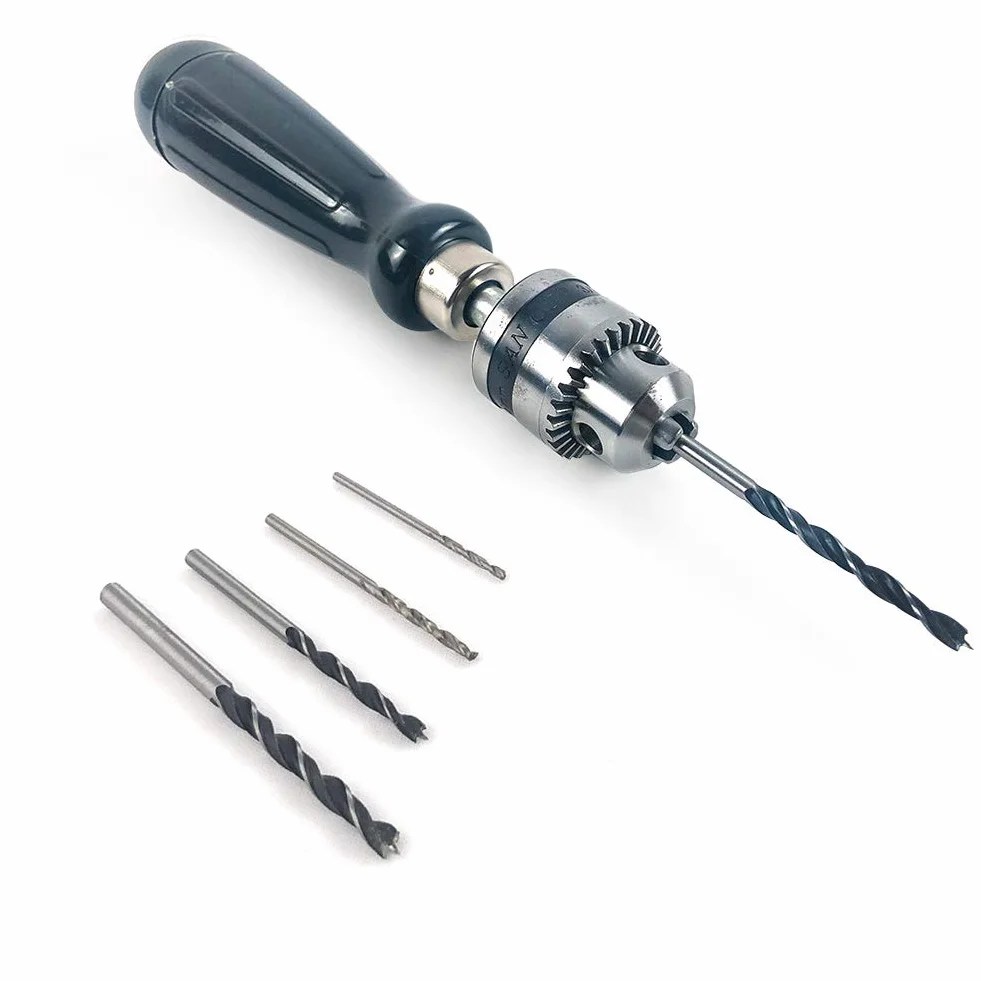 QWORK Zestaw wierteł ręcznych 1,5-5 mm imadło mini wiertarek do żywicy plastiku drewna