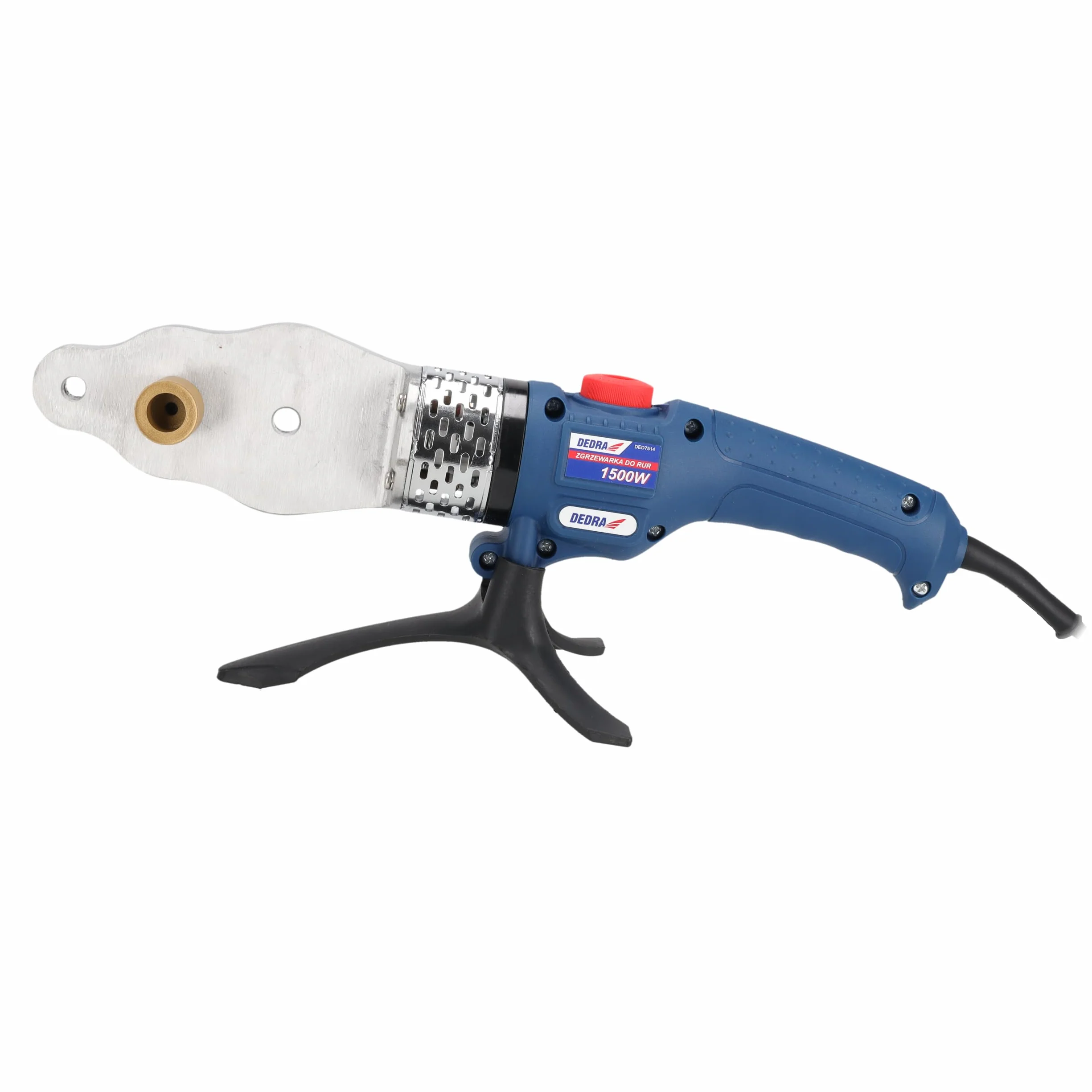 DEDRA DED7514 zgrzewarka mufowa do rur z tworzywa sztucznego, moc 1500 W, walizka metalowa, zakres Ø 16-63 mm, do 300°C, z 7-częściowymi akcesoriami