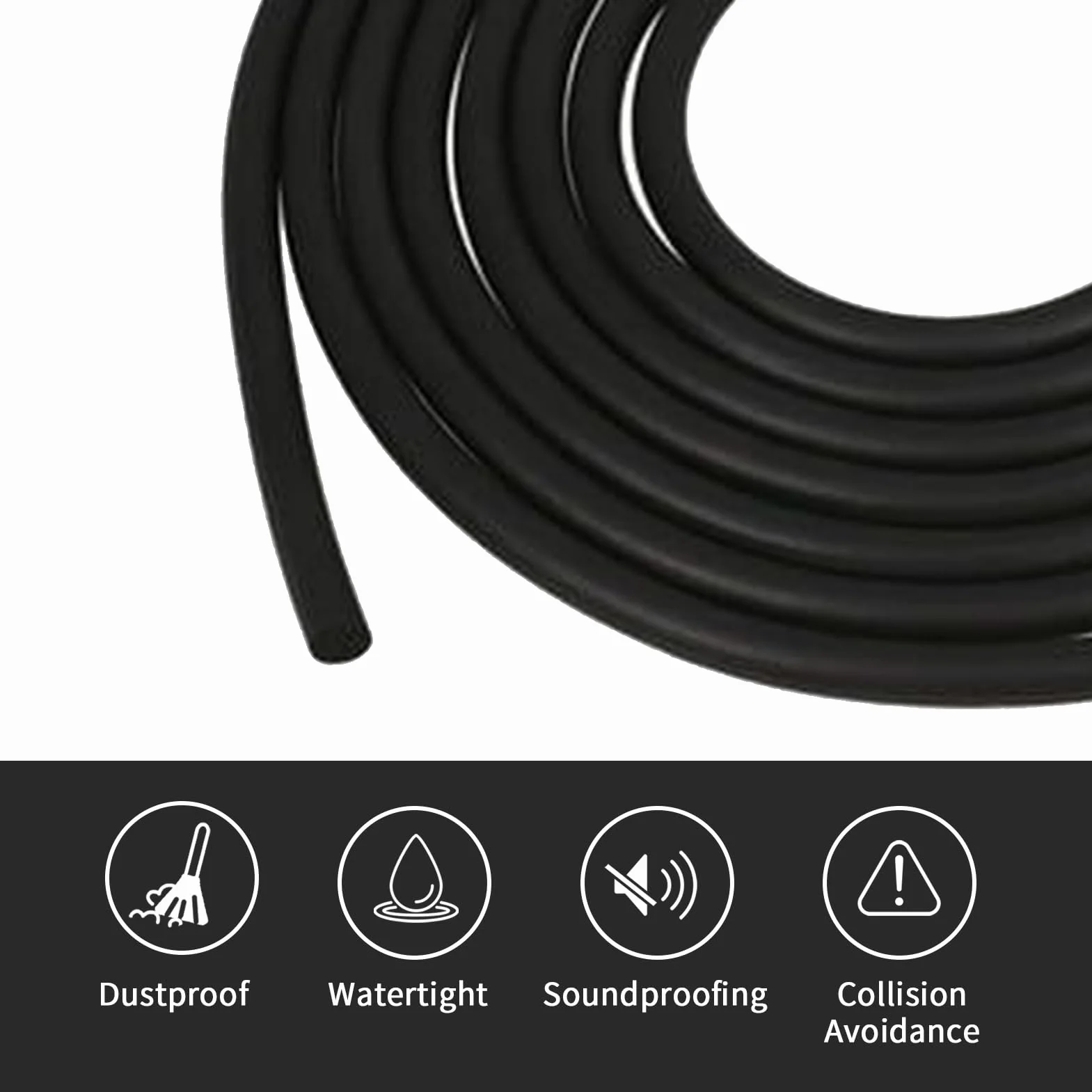 5 m EPDM sznur uszczelniający do fug, Ø 3 mm, okrągły sznurek uszczelniający do fug, uszczelka do fug, średnica sznurka wypełniającego, czarny sznurek uszczelniający do fug i szczelin betonowych