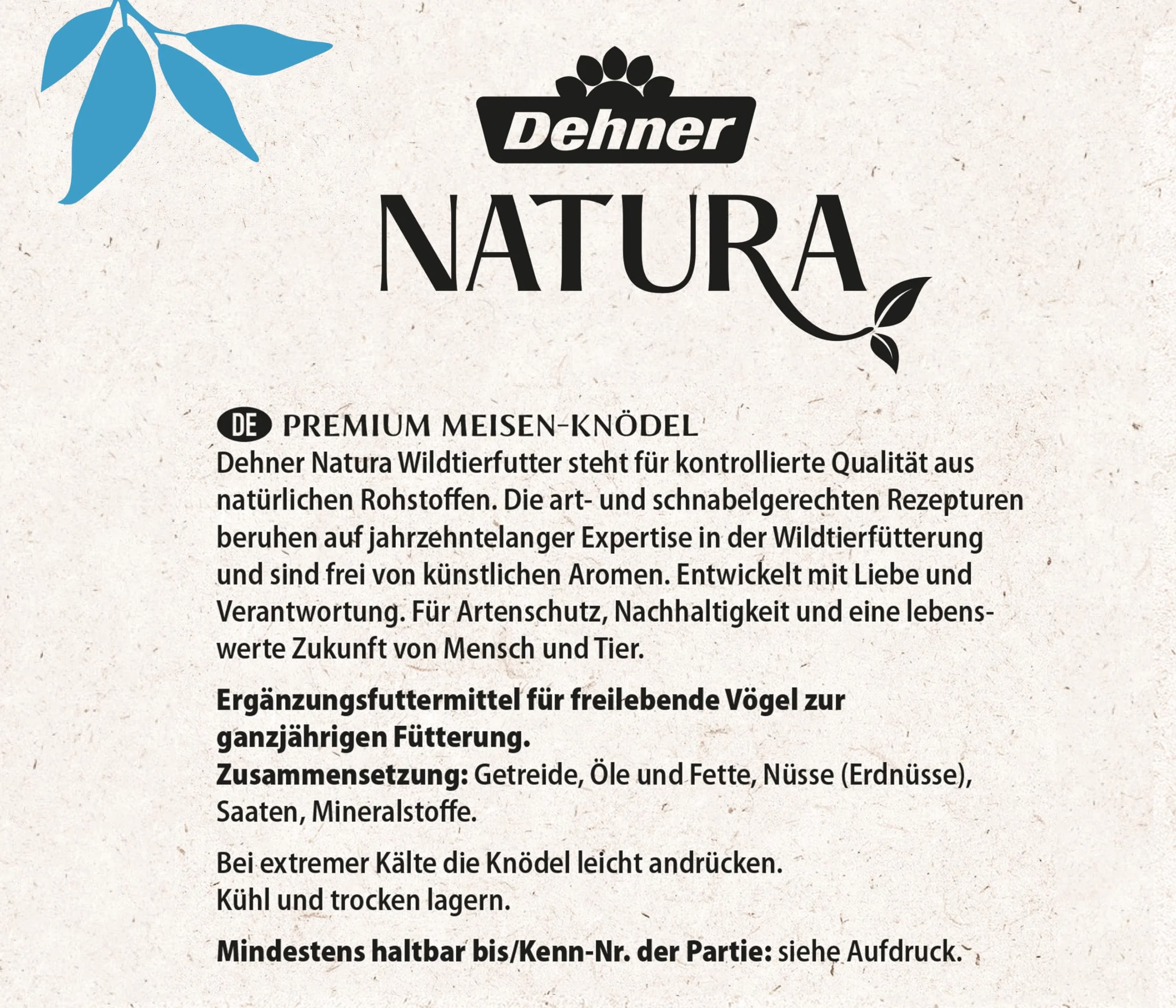 Dehner Natura Premium kule dla sikorki bez siatki, całoroczna karma dla dzikich ptaków, bogata w białko/energię, karma dla dzikich ptaków, 100 sztuk po 90 g (9 kg), karton z certyfikatem FSC