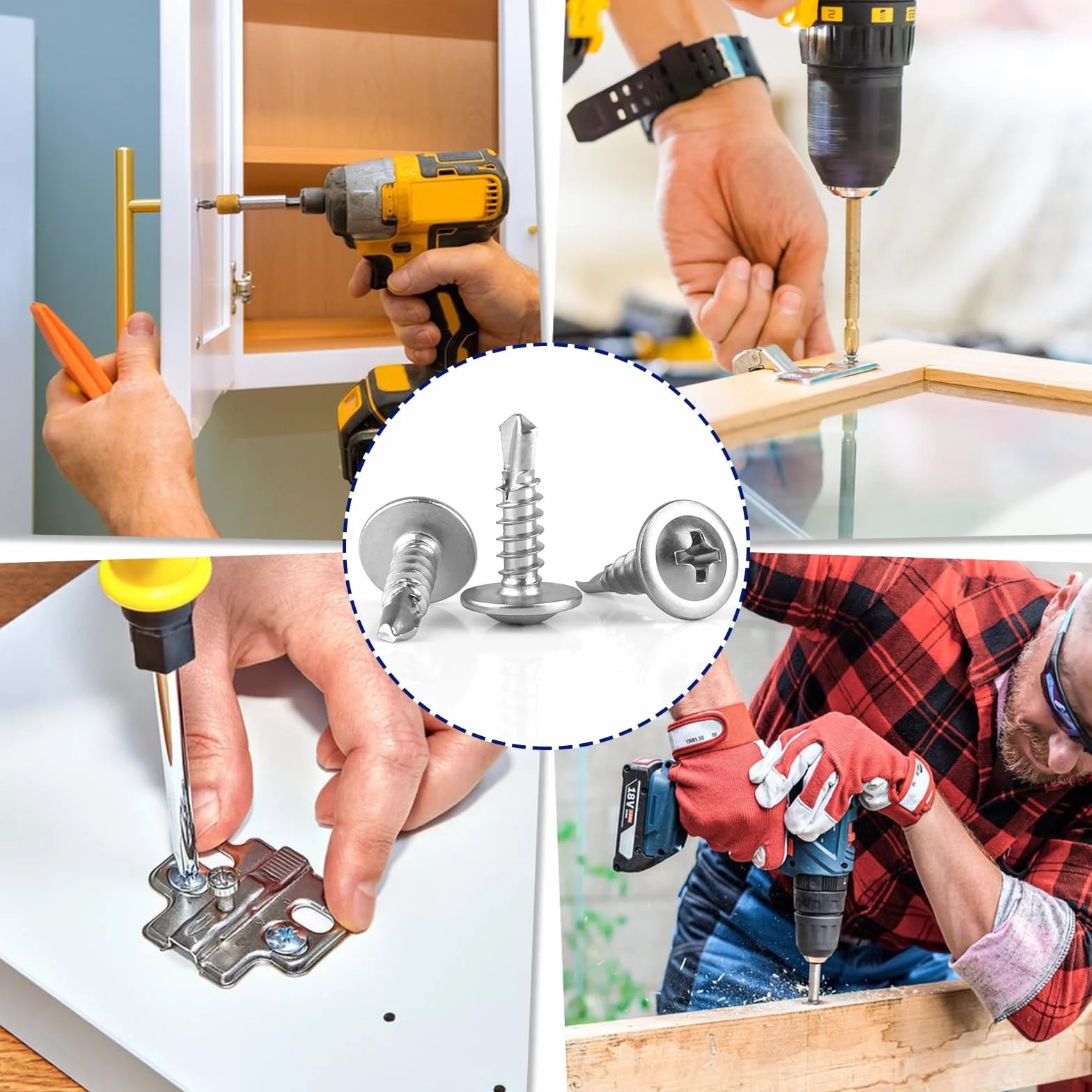 Śruby samowiercące ze stali nierdzewnej, 150 sztuk, metalowe, M4,2 x 16 mm, śruby samowiercące ze stali nierdzewnej, śruby samowiercące, srebrne wkręty samowiercące do metalu