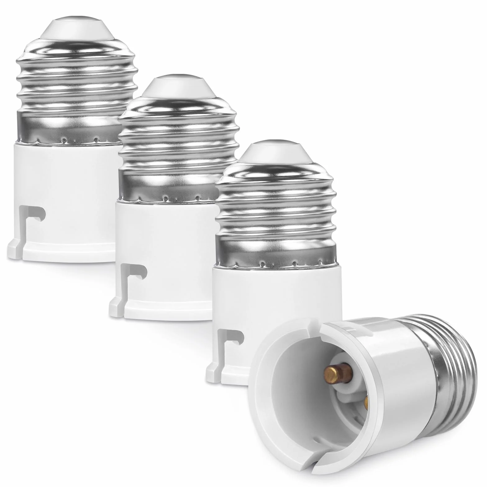 AUAUY adapter oprawki E27 na B22, konwerter oprawek żarówek, adapter śrubowy na Bajonet, konwerter gniazdo ES na BC, do żarówek LED, żarówek żarowych, żarówek CFL, opakowanie 4-pakowe